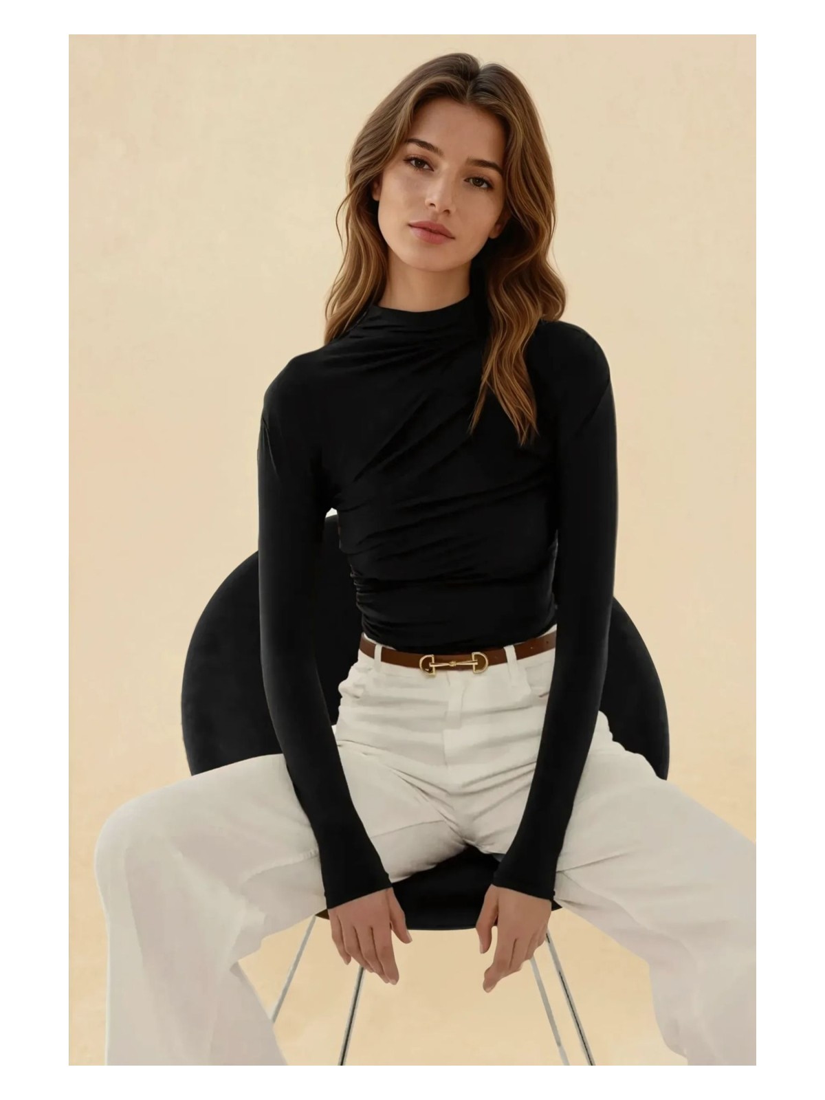 Hiccup Kadın Dik Yaka Büzgü Detaylı Sandy Bluz Leylak Moru - Görsel 9