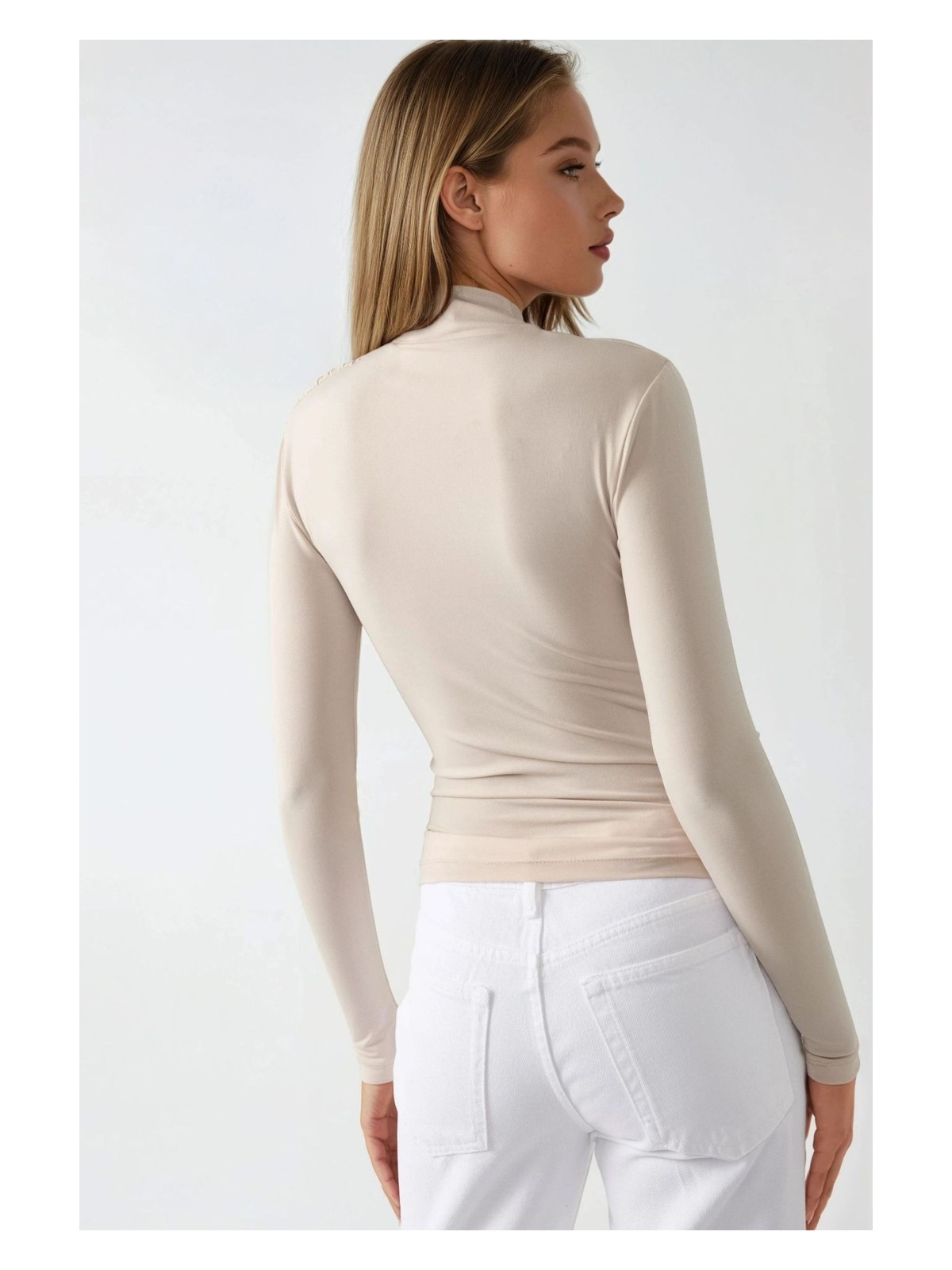 Hiccup Kadın Dik Yaka Büzgü Detaylı Sandy Bluz Leylak Moru - Görsel 7