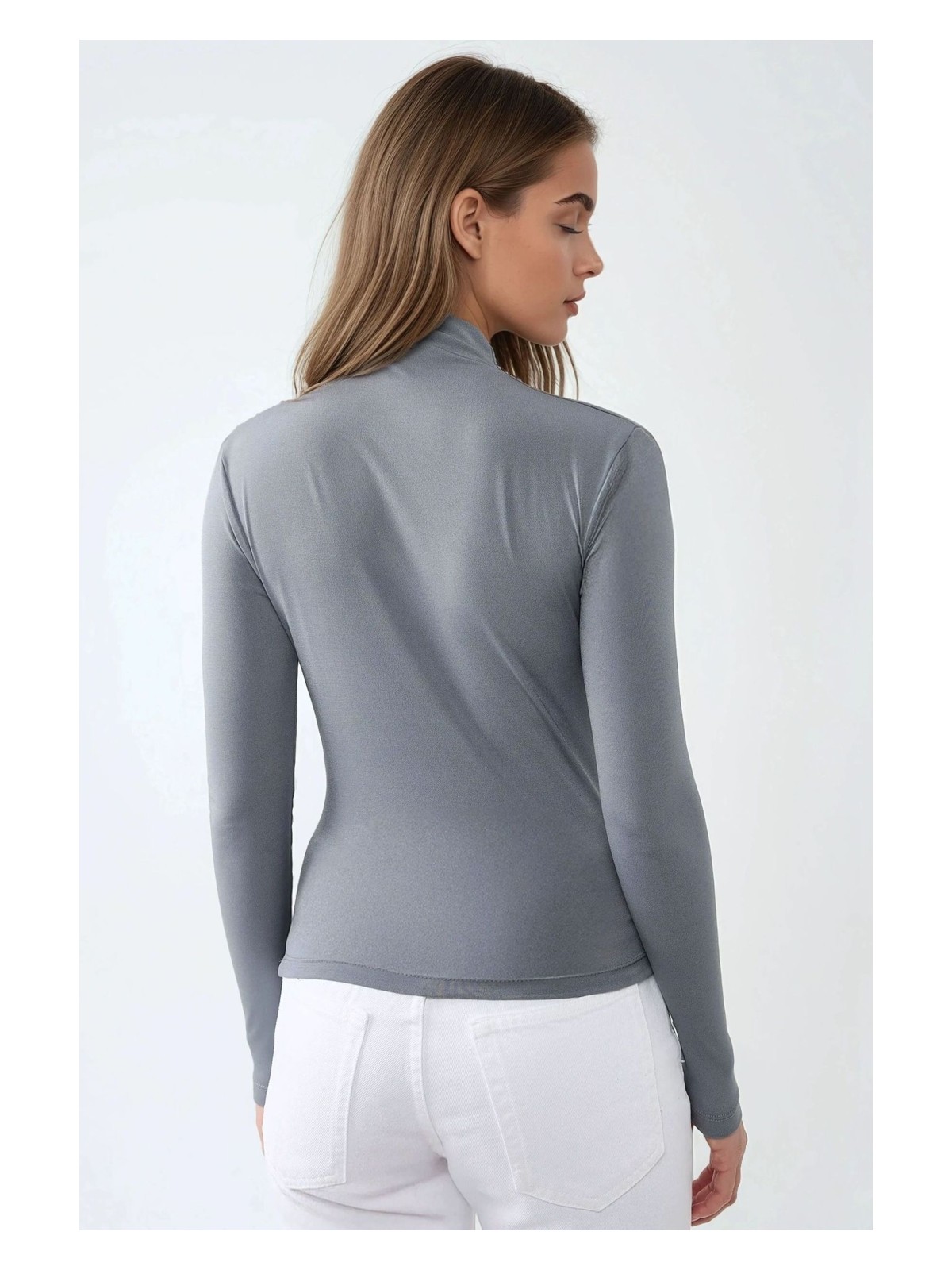 Hiccup Kadın Dik Yaka Büzgü Detaylı Sandy Bluz Leylak Moru - Görsel 4