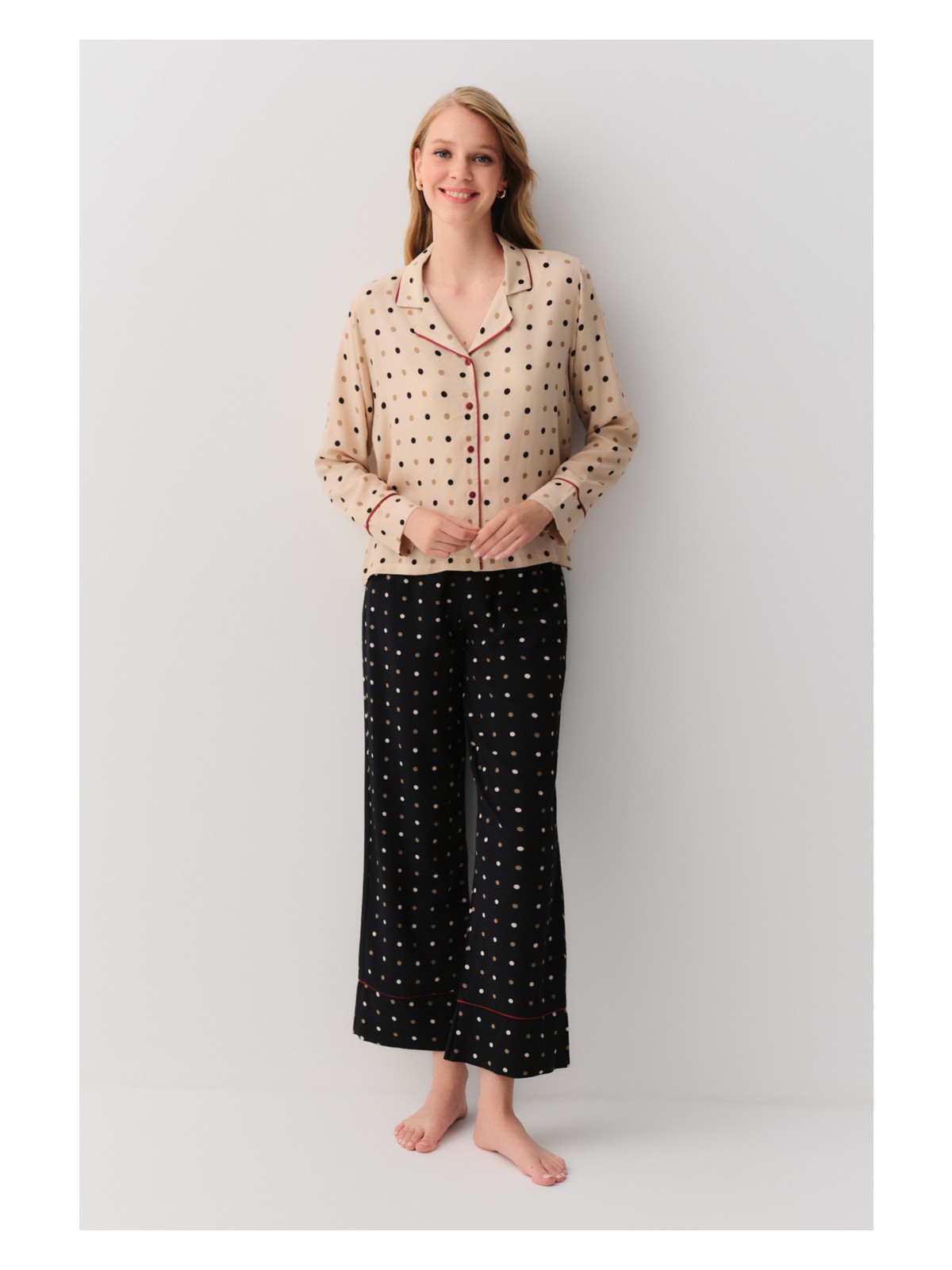 Suwen Dotty Gömlek Yaka Pijama Takımı