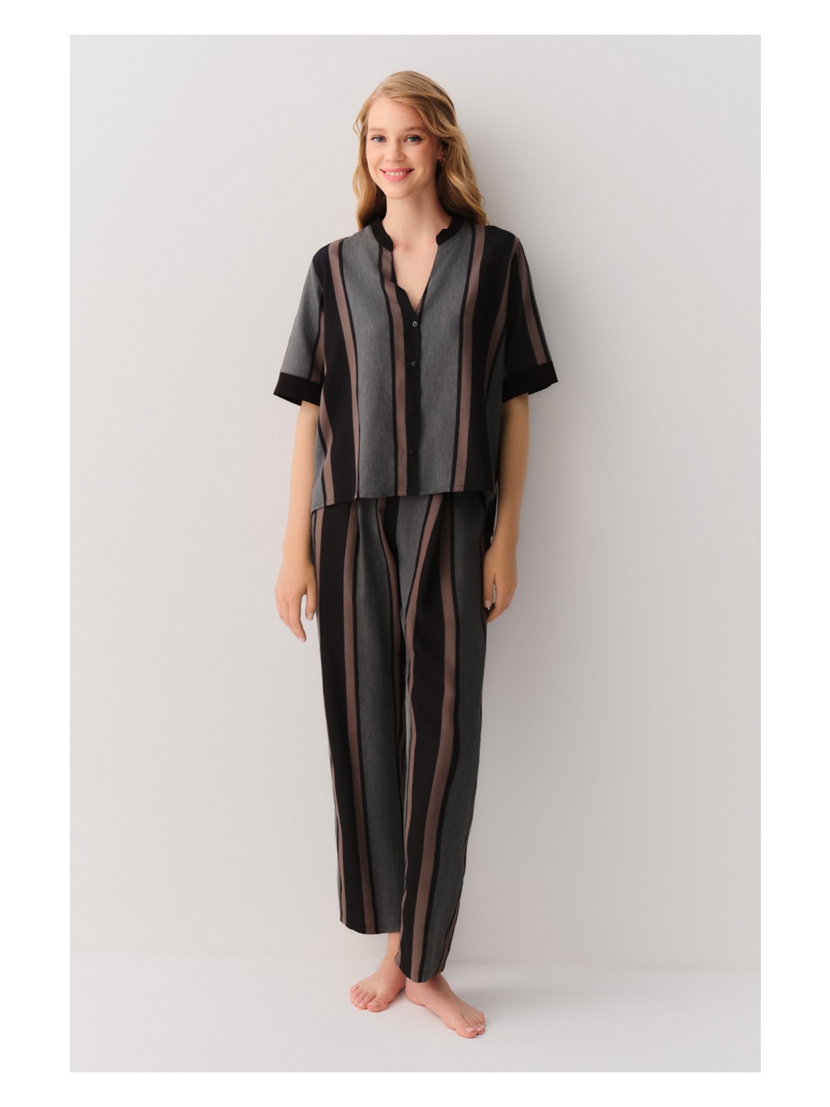 Suwen Live Gömlek Yaka Pijama Takımı