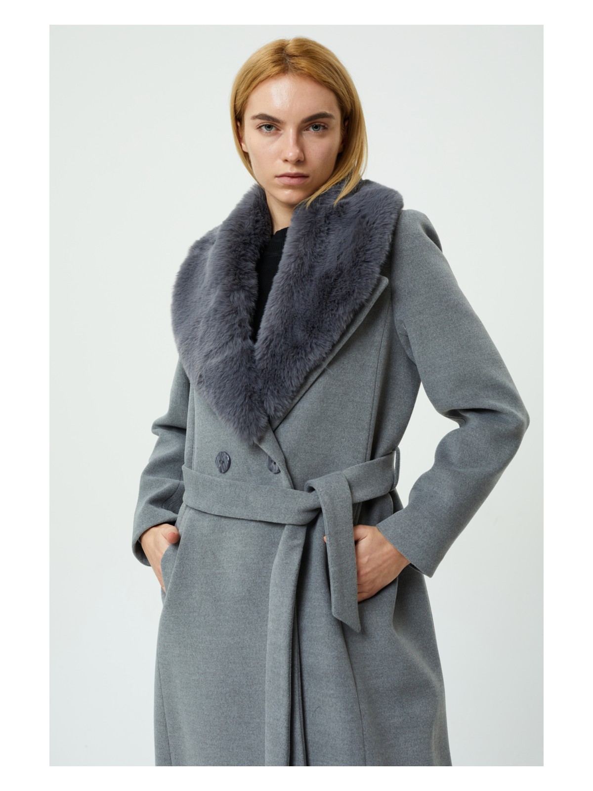 Veger Collection Veger Yakası Kürklü Premium Üretim Kaşe Kaban - Görsel 2
