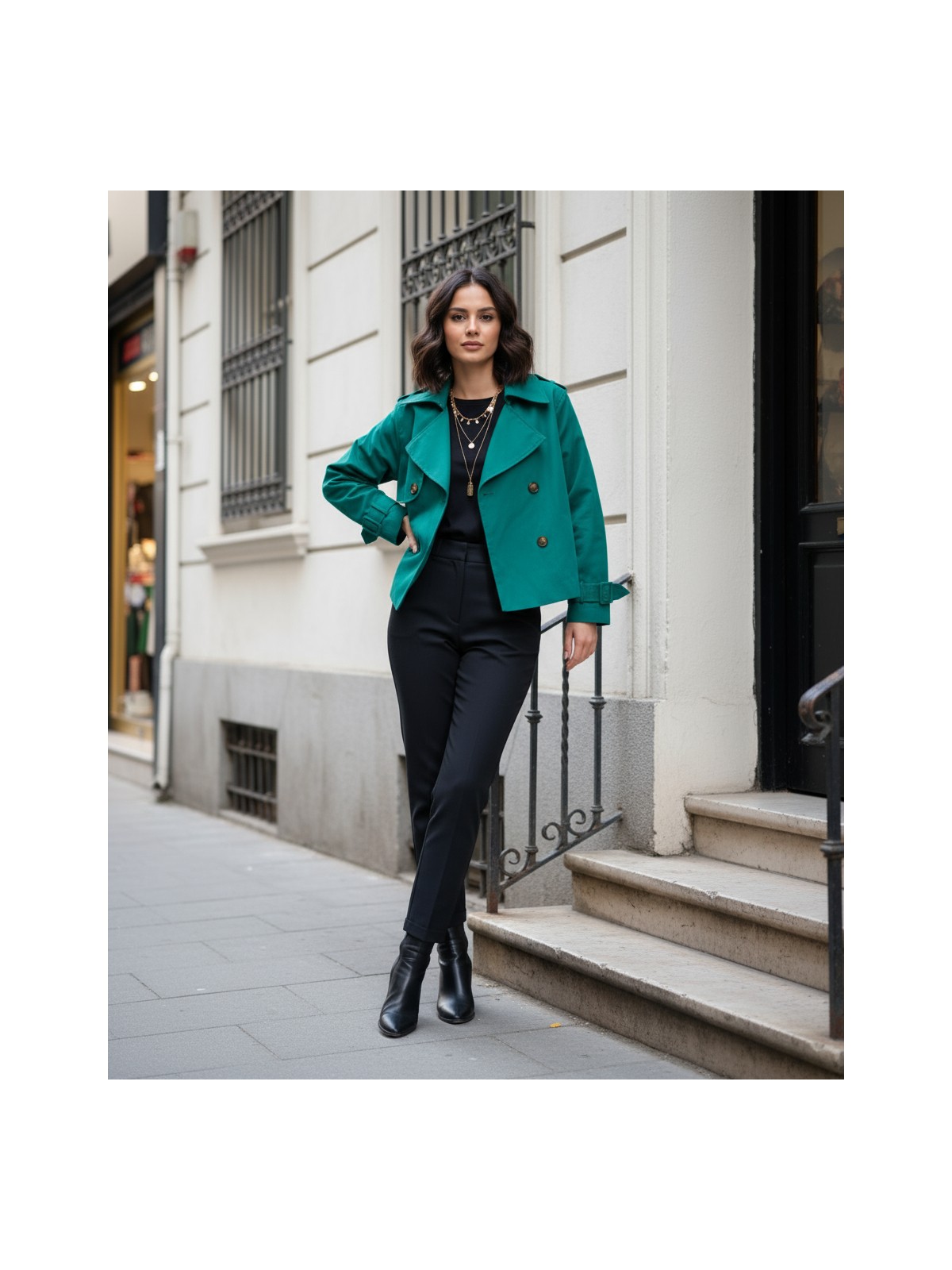 Pastelastore %100 Pamuk Gabardin Astarlı Oversize Geniş Kalıp Kadın Crop Kısa Trençkot 1122