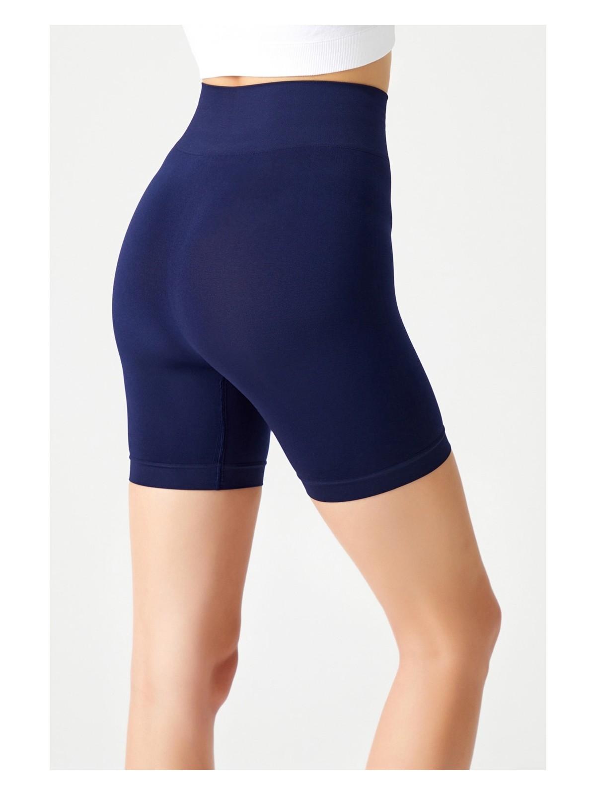 Los Ojos Lacivert Yüksek Bel Dikişsiz Toparlayıcı Kısa Spor Tayt Seamless Biker