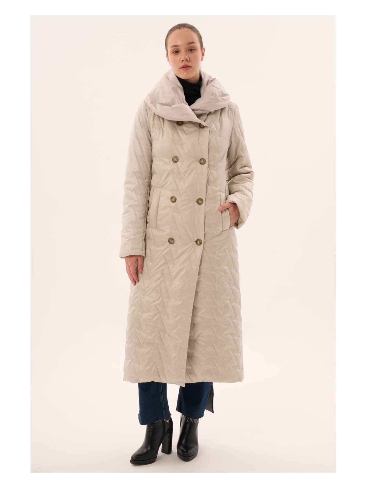 Veger Collection Veger Özelyaka Tesettür Boykapitone Kaban