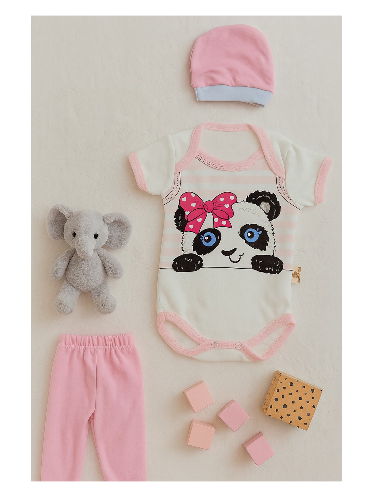 Kiddy Boo 3 Lü Set %100 Pamuk 3-6 / 6-9 / 9-12 Ay Unisex Kız Erkek Arılı Zıbınlı Takım - Görsel 3