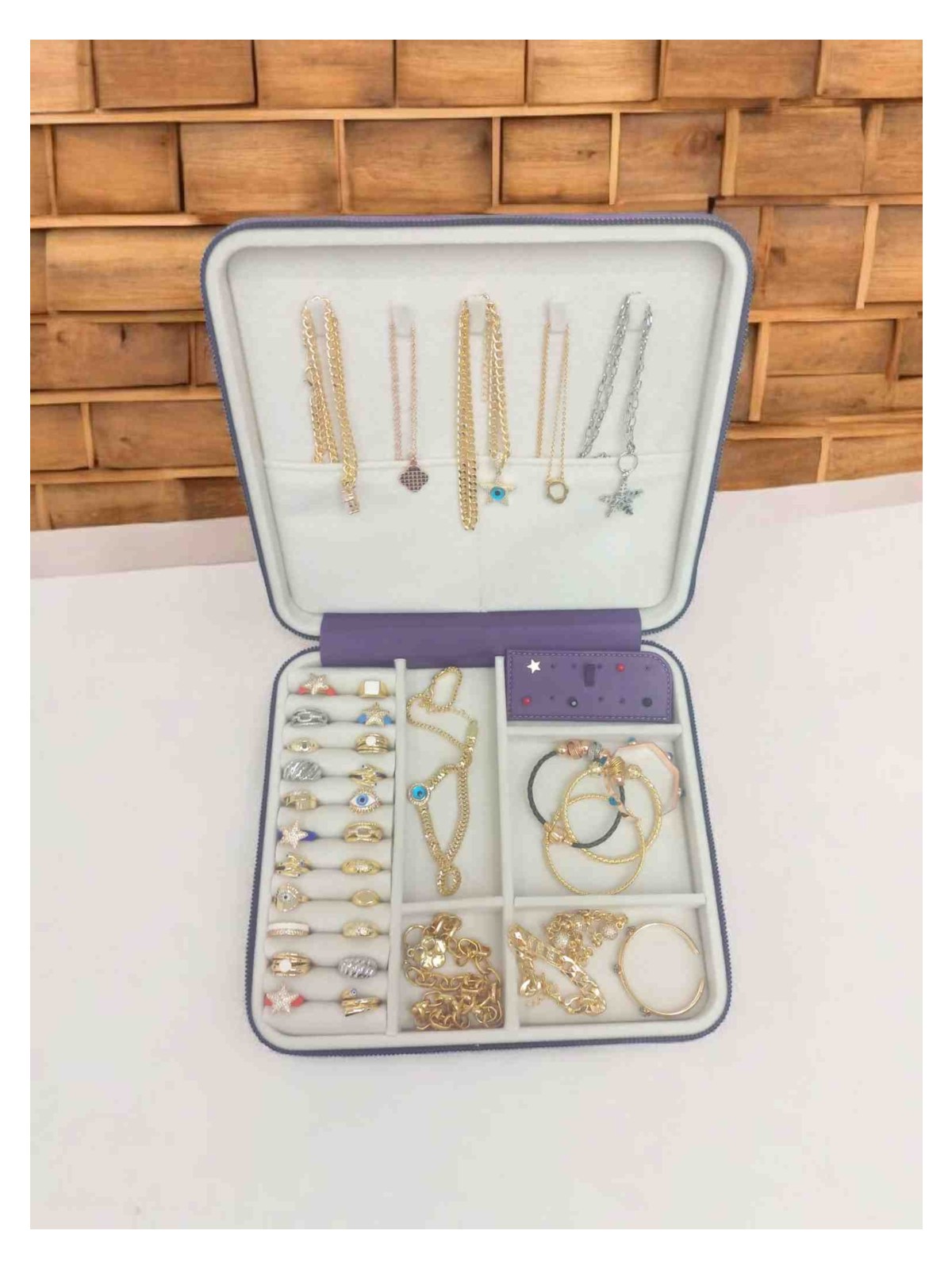 Moda Fiesta Büyük Boy Takı Kutusu 27X24 | Zarif ve Çok Bölmeli Mücevher Organizeri - Görsel 10