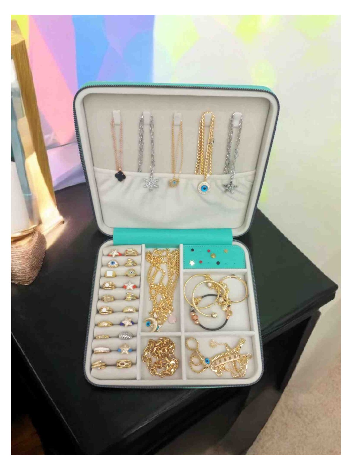 Moda Fiesta Büyük Boy Takı Kutusu 27X24 | Zarif ve Çok Bölmeli Mücevher Organizeri - Görsel 7