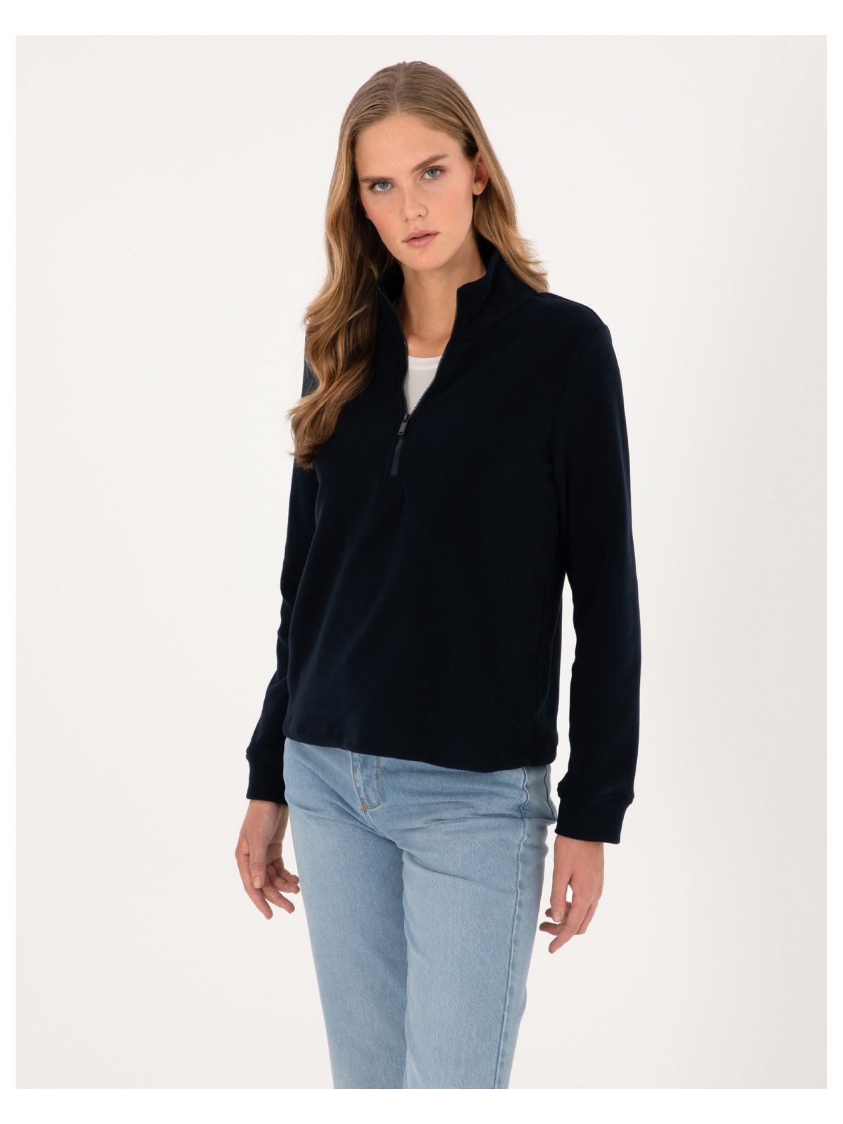 Pierre Cardin Kadın Siyah Comfort Fit Fermuarlı Polar Sweatshirt 50316333-VR046 - Görsel 5