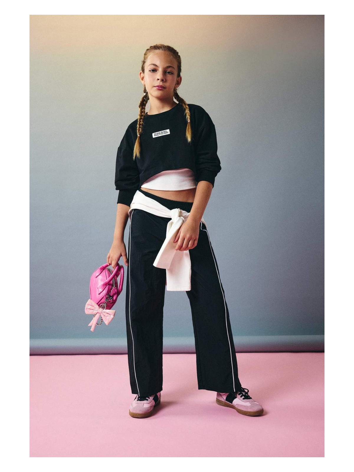 DeFacto Wide Leg Esnek Bantlı Paça Paraşüt Pantolon Kız Çocuk E6186A825AU