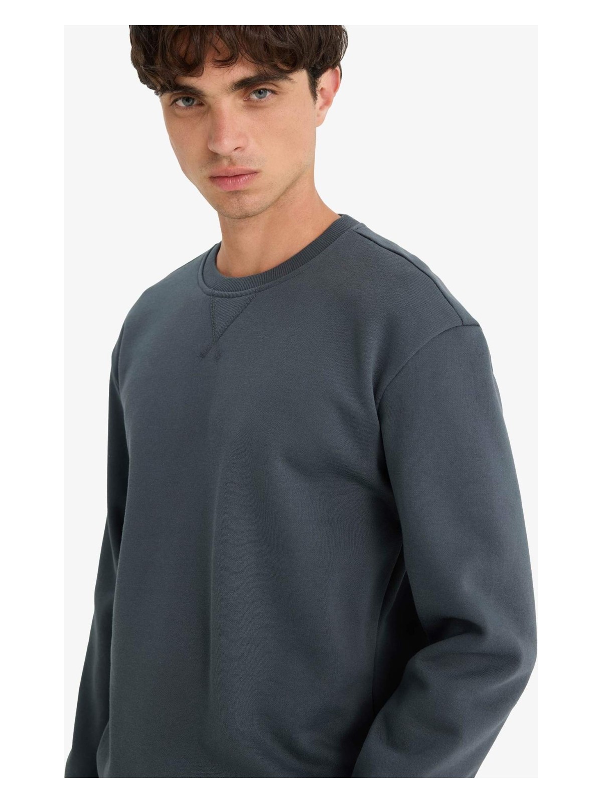 DeFacto Regular Fit Bisiklet Yaka Basic Düz Kalın Sweatshirt T3777AZ25AU - Görsel 7