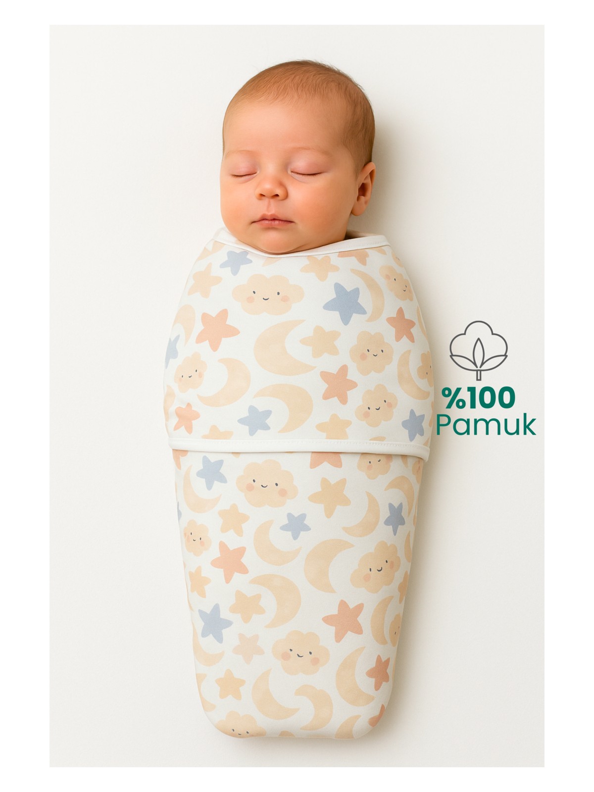 Nilmera Organik Bebek Uyku Tulumu | %100 Pamuk Fermuarlı Kundak 0-3 Ay – Kolay Bez Değişimi İçin Özel Tasarım