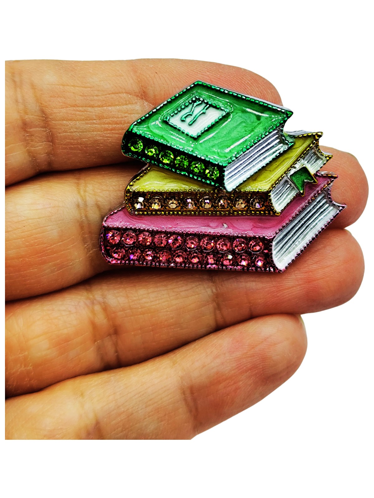 BB Bi Butik Shop Kitap Aşkı Broşu – Renkli Taşlı Kitap Figürlü Zarif Takı