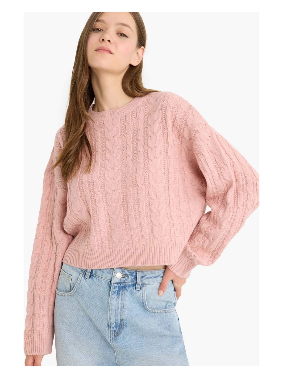 DeFacto Regular Fit Bisiklet Yaka Triko Kazak T4518AZ25WN - Görsel 3