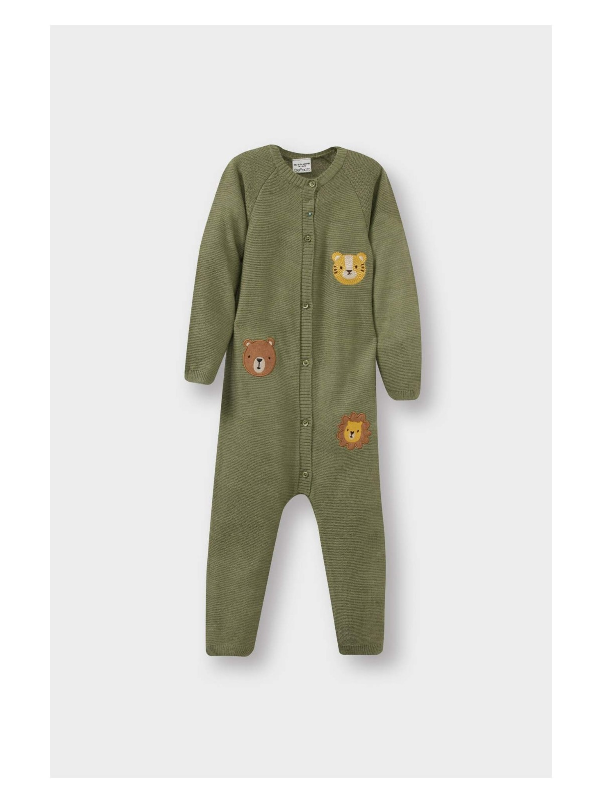 DeFacto Hayvan Desenli Triko Tulum Erkek Bebek Yenidoğan F3233A525WN