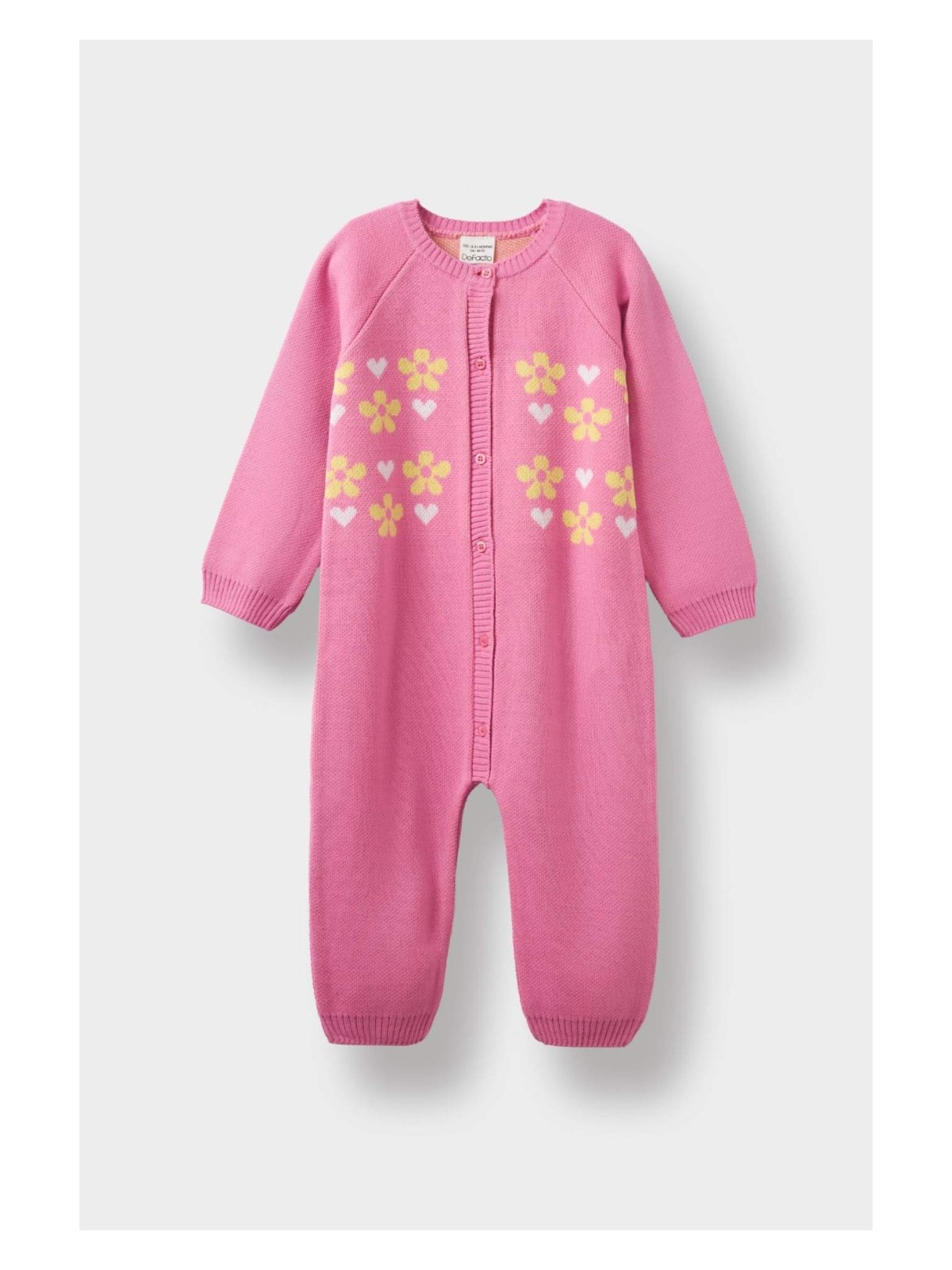 DeFacto Kız Bebek Yenidoğan Çiçekli Uzun Kollu Triko Tulum F3224A525WN