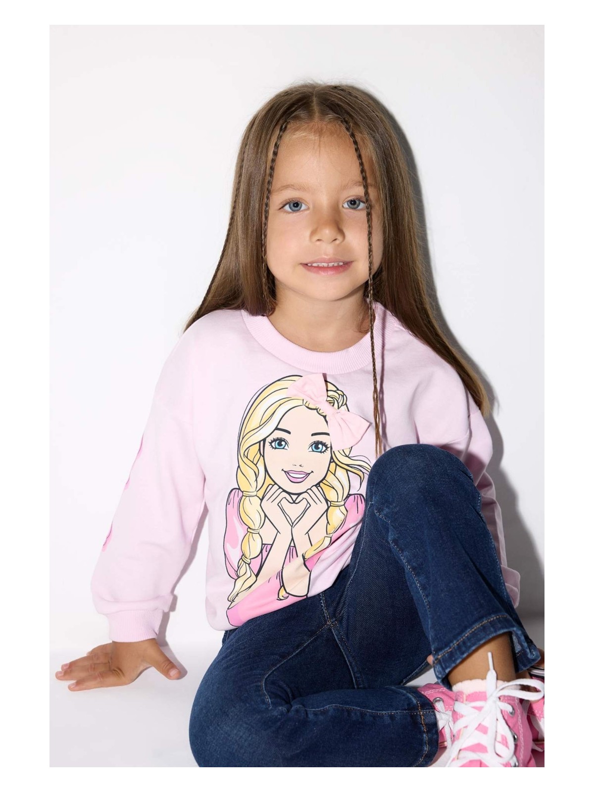 DeFacto Barbie Bisiklet Yaka Sweatshirt Kız Bebek F4979A525AU