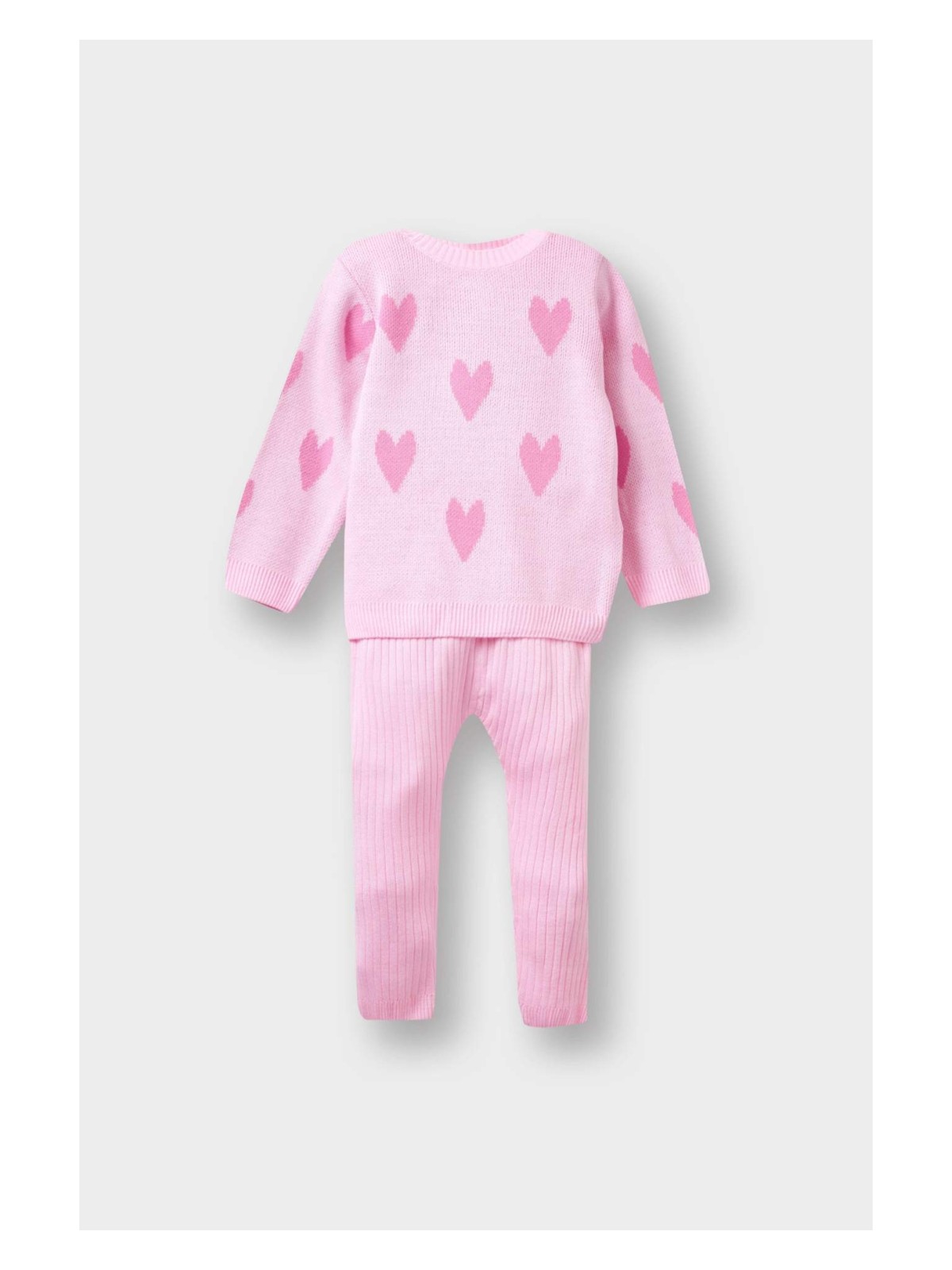 DeFacto 2'li Takım Kalp Desenli Triko Kazak Alt Kız Bebek F3228A525WN