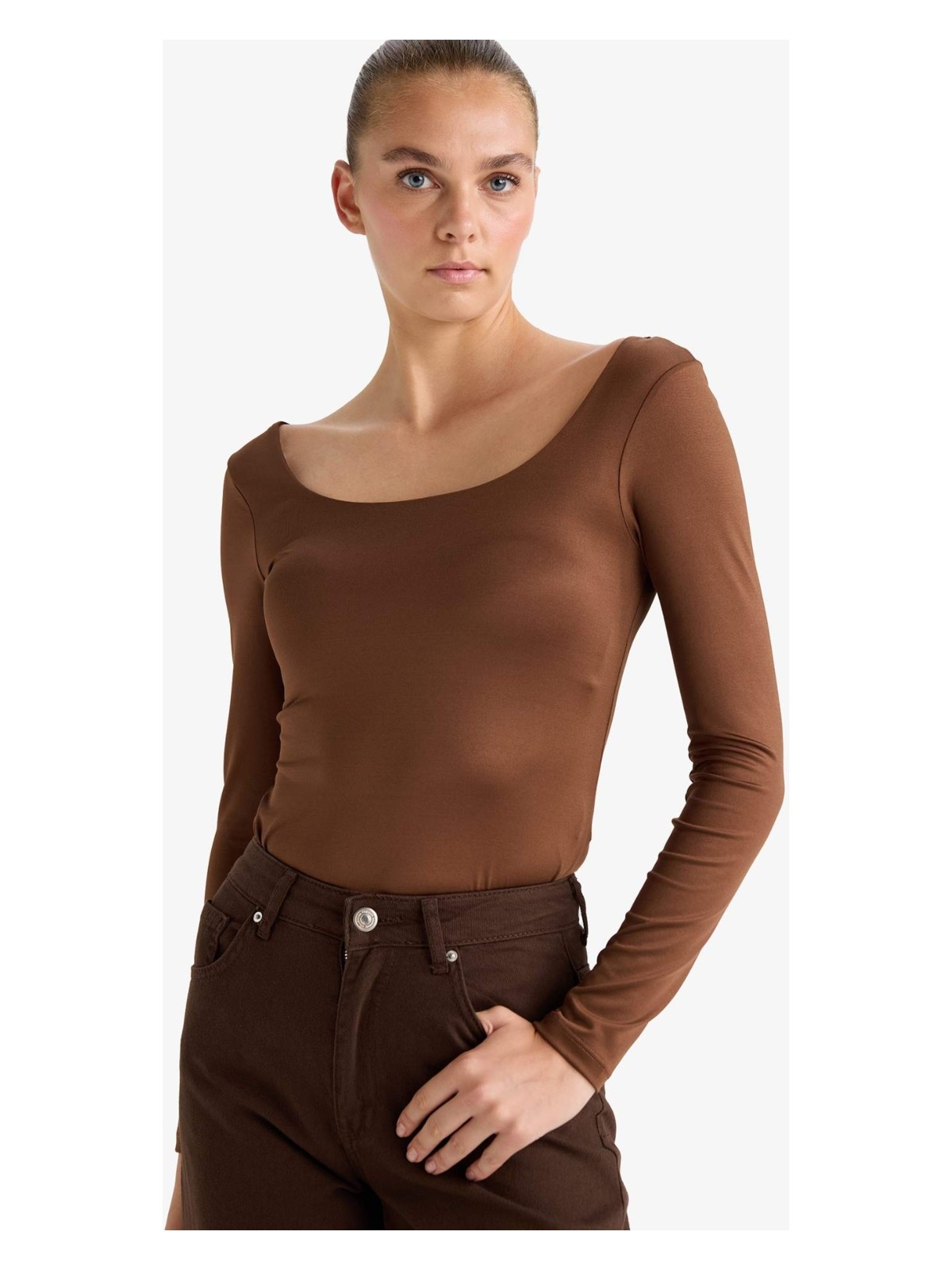 DeFacto Kare Yaka Uzun Kollu Çıtçıtlı Body G1403AX25AU