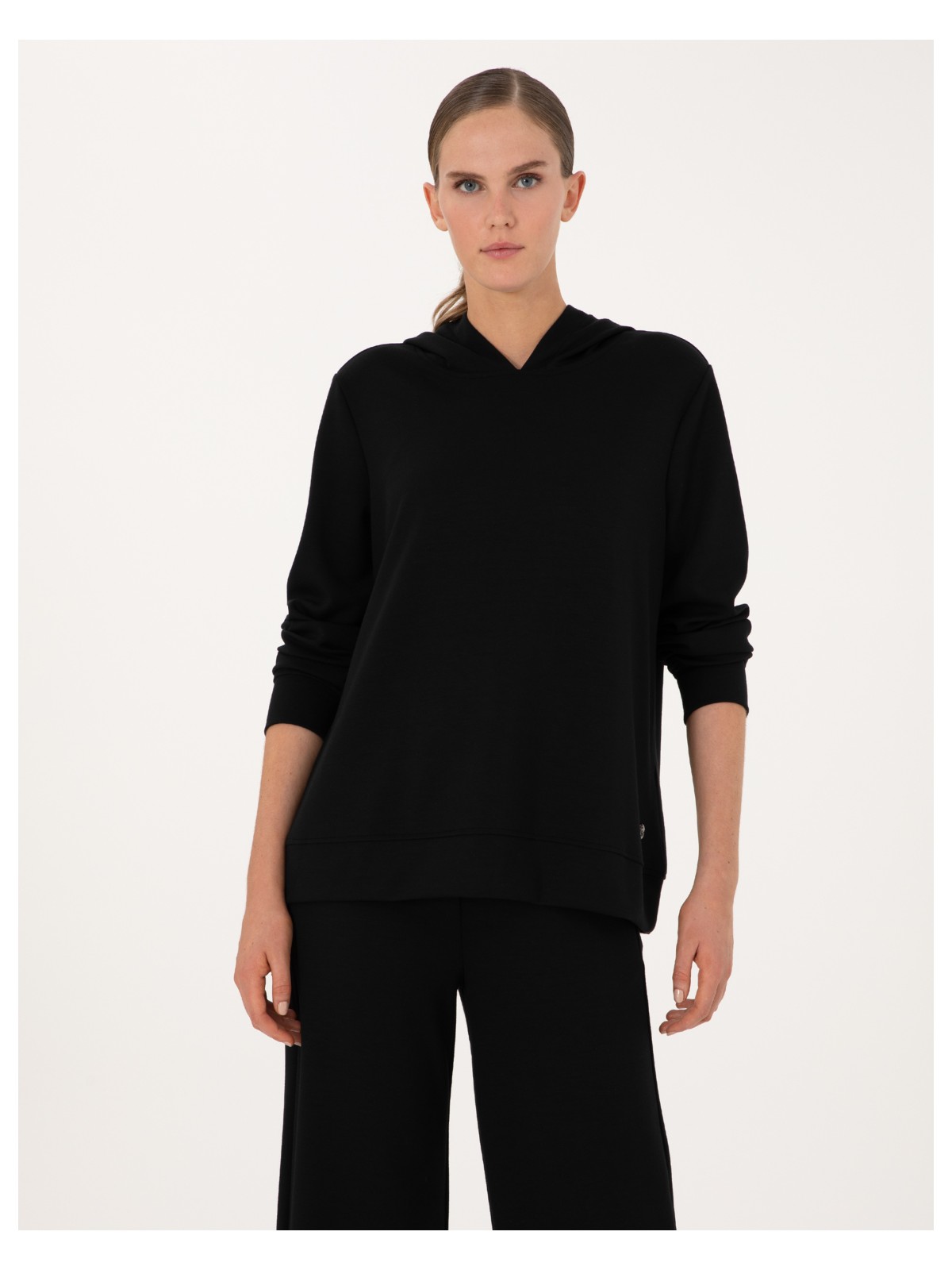 Pierre Cardin Kadın Antrasit Oversize Modal Karışımlı Kapüşonlu Sweatshirt 50314972-VR006 - Görsel 6