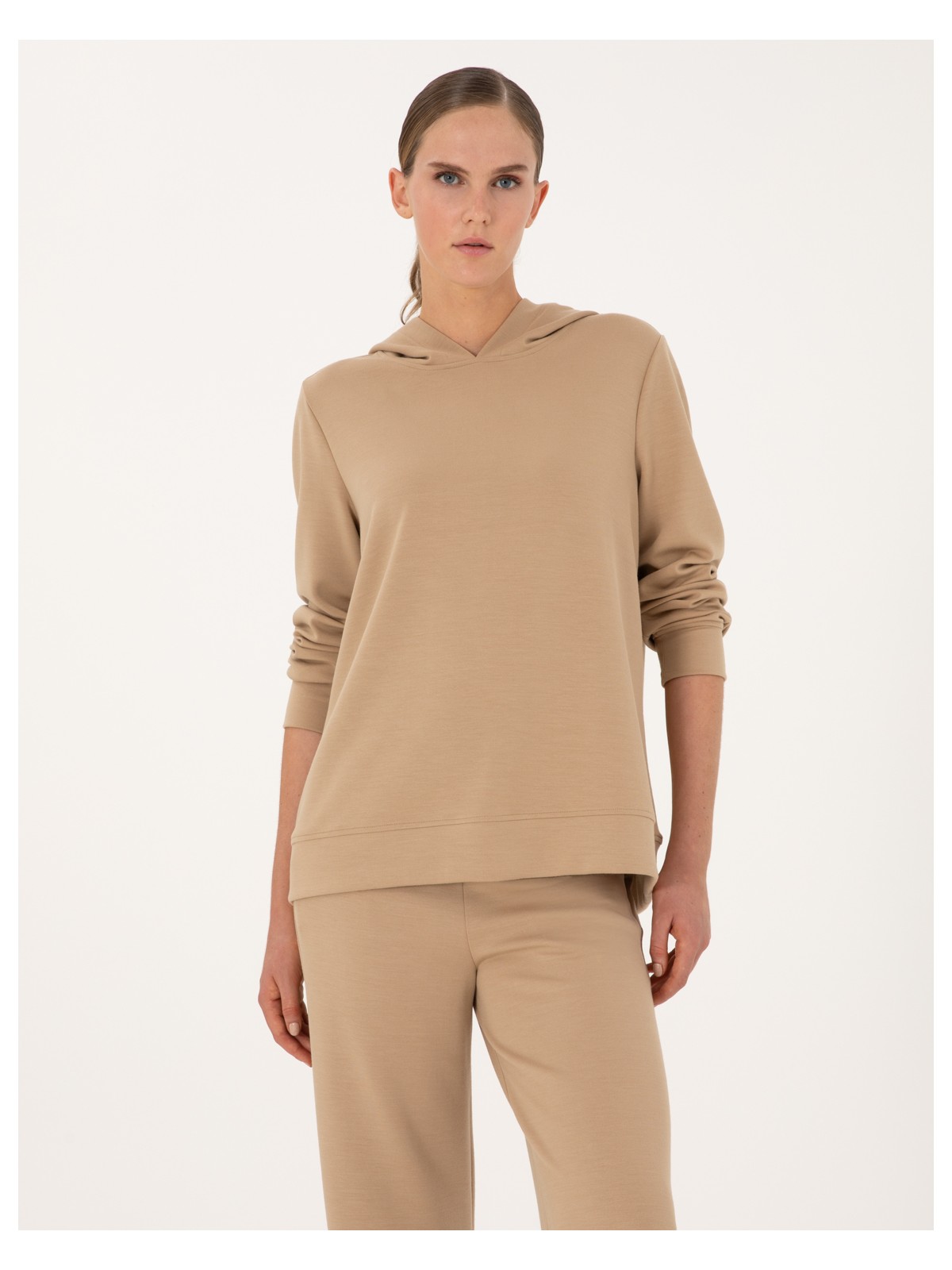 Pierre Cardin Kadın Antrasit Oversize Modal Karışımlı Kapüşonlu Sweatshirt 50314972-VR006 - Görsel 7