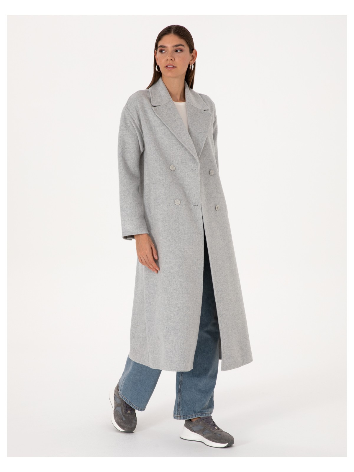 Pierre Cardin Kadın Kahverengi Yün Karışımlı Kaşe Kaban 50308929-VR029 - Görsel 3