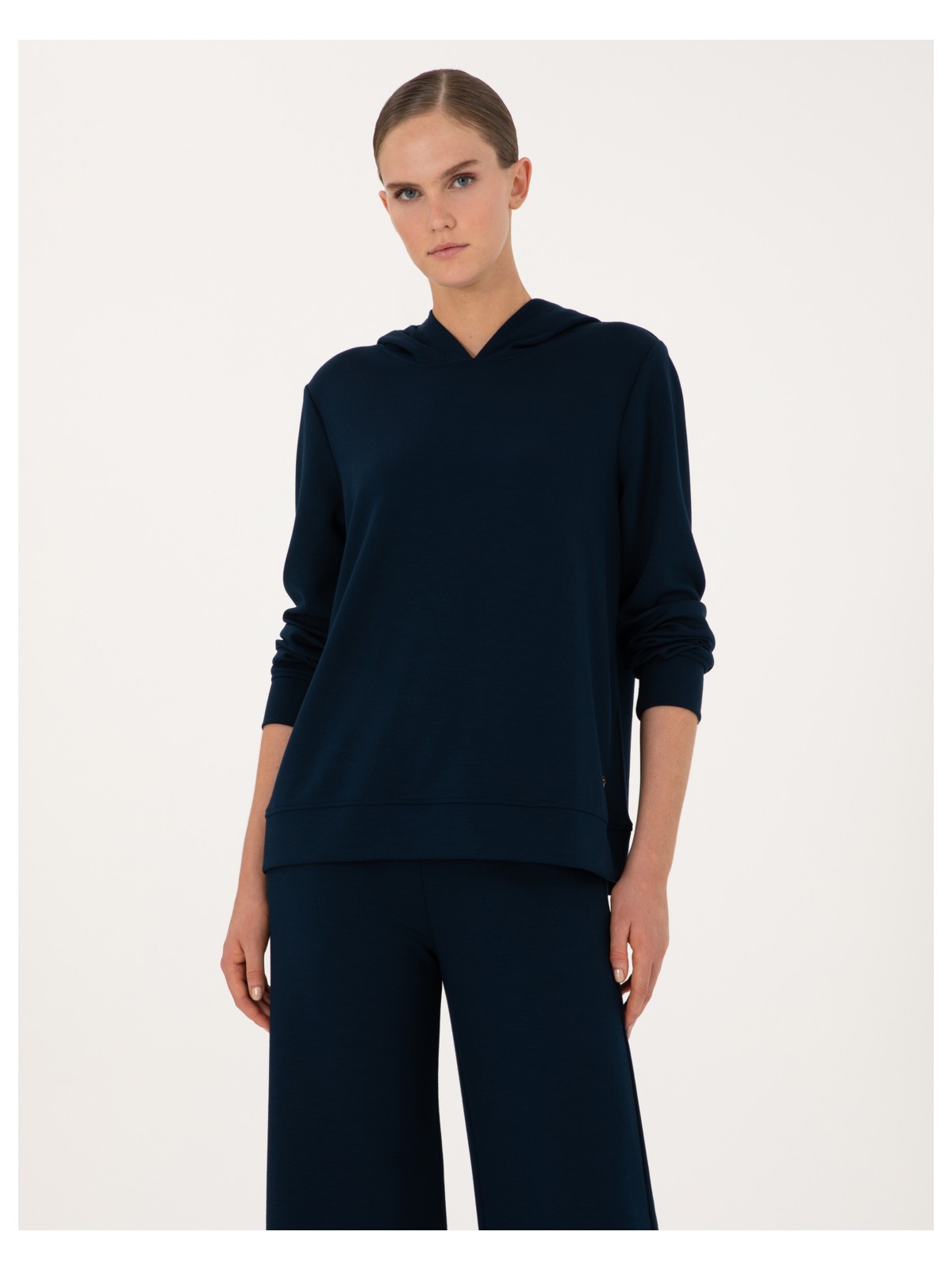 Pierre Cardin Kadın Vişne Oversize Modal Karışımlı Kapüşonlu Sweatshirt 50314972-VR223 - Görsel 5