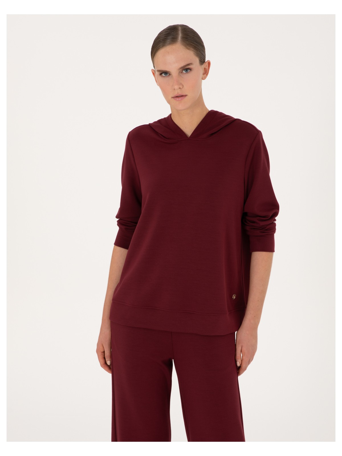 Pierre Cardin Kadın Antrasit Oversize Modal Karışımlı Kapüşonlu Sweatshirt 50314972-VR006 - Görsel 4