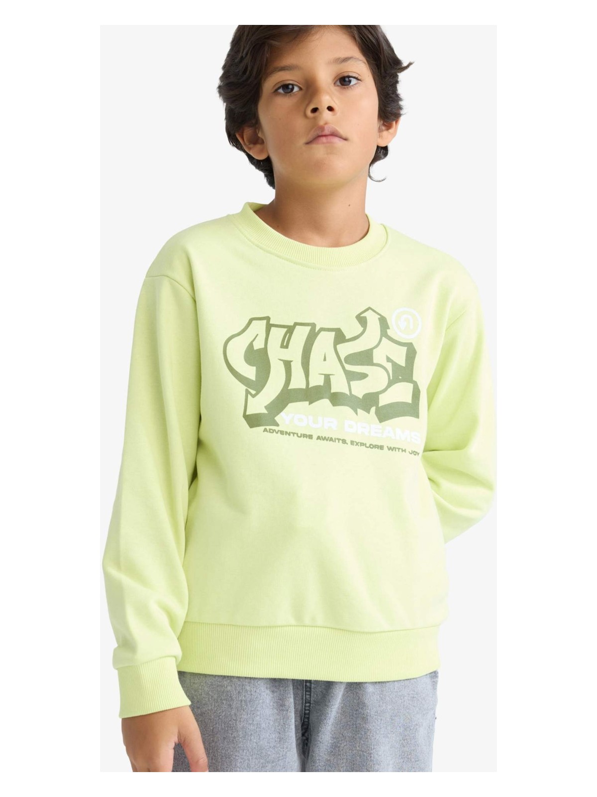 DeFacto Bisiklet Yaka Baskılı Sweatshirt Erkek Çocuk F2840A825AU