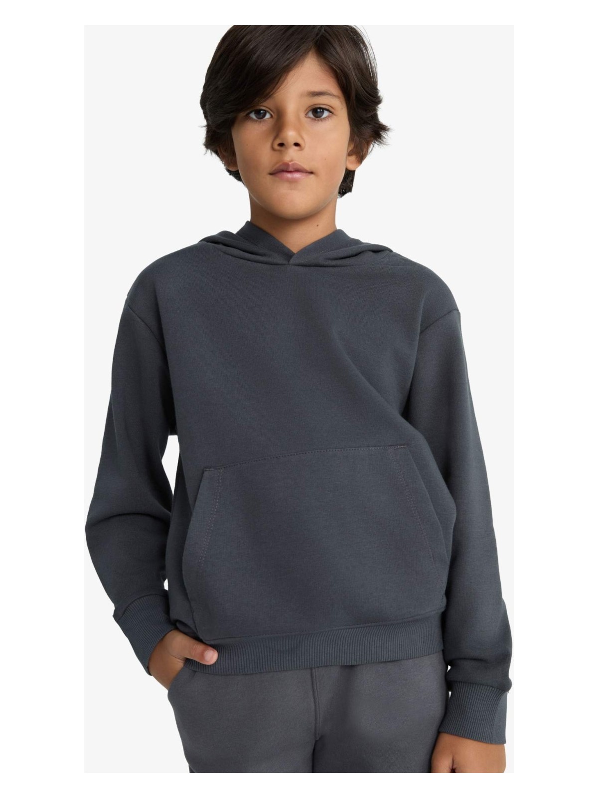 DeFacto Basic Düz Kapüşonlu Okul Sweatshirt Erkek Çocuk E9558A825AU