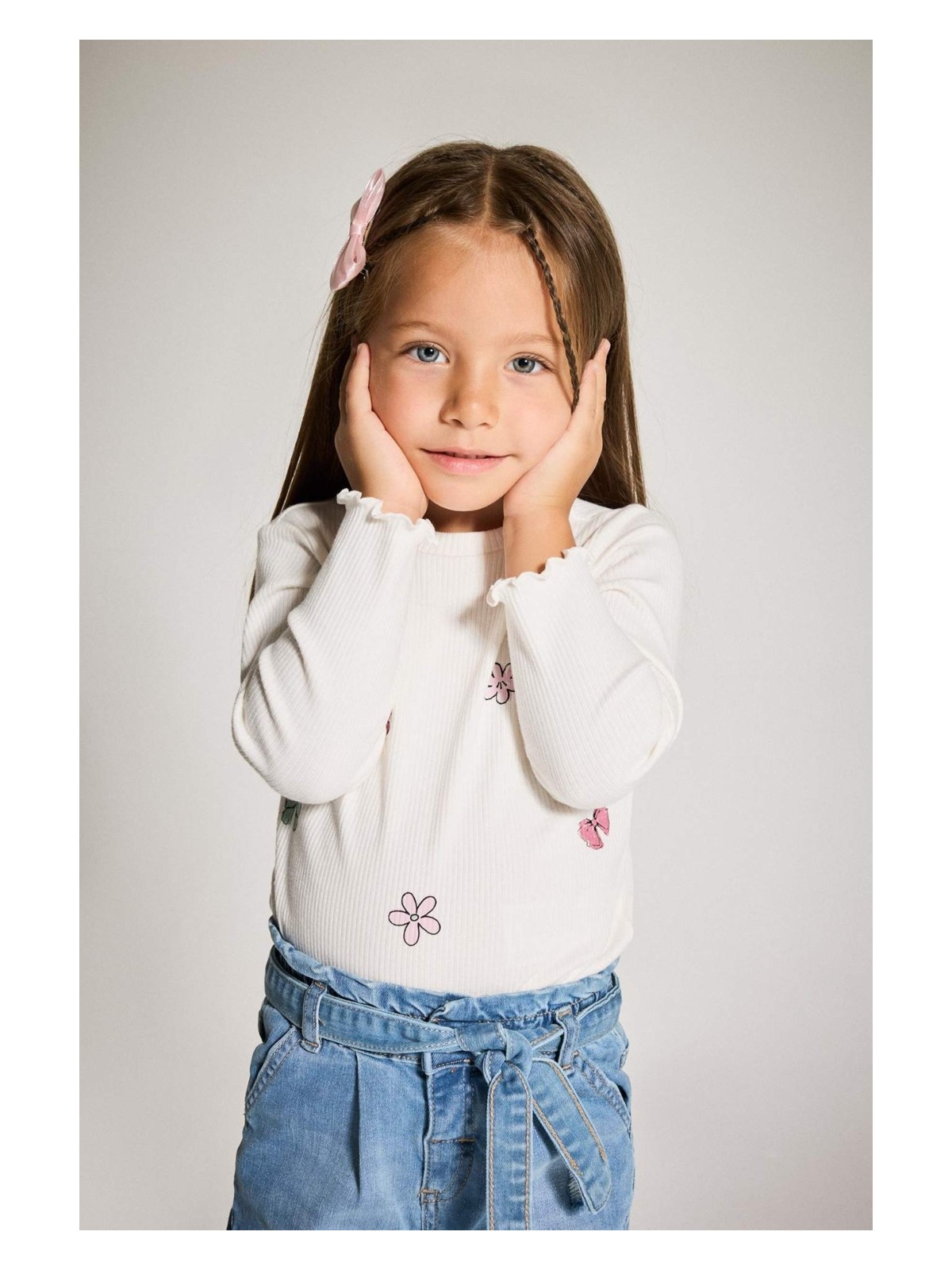 DeFacto Bisiklet Yaka Desenli Uzun Kollu Tişört Kız Bebek F4861A525AU