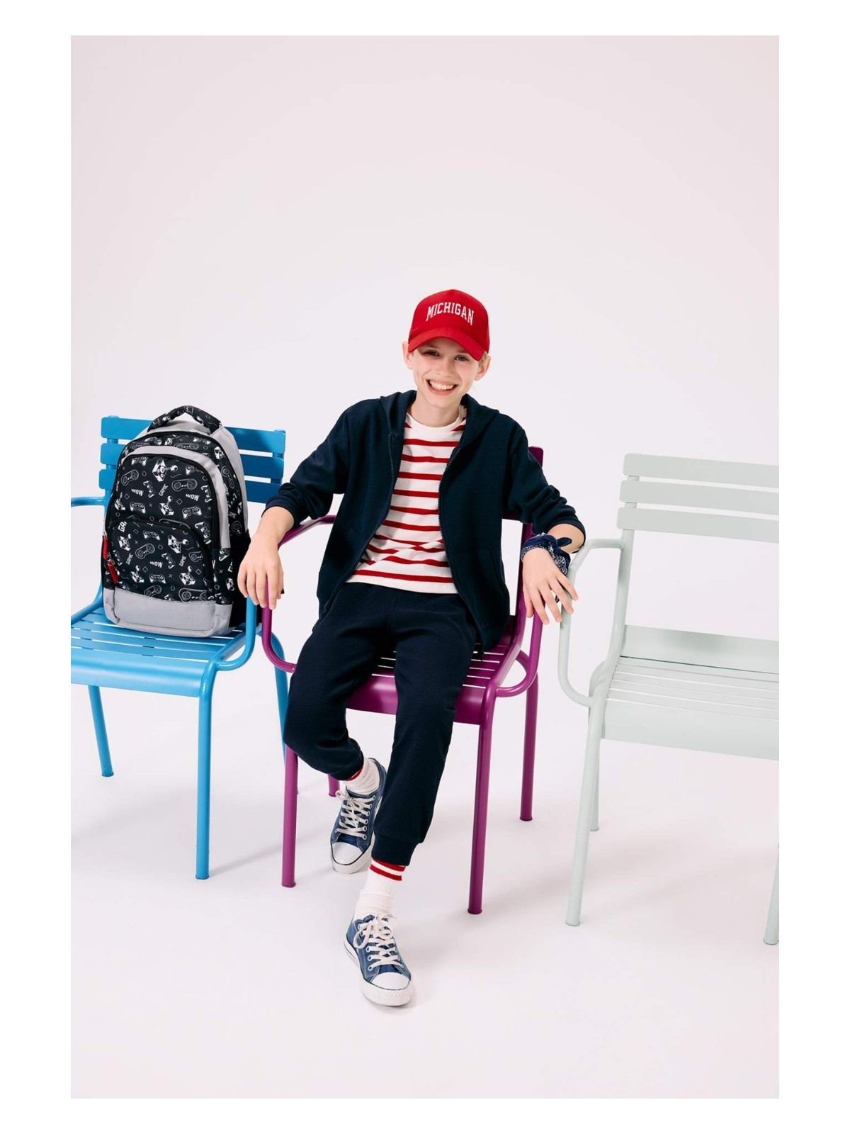 DeFacto Kapüşonlu Okul Fermuarlı Sweatshirt Erkek Çocuk T7468A625AU - Görsel 4