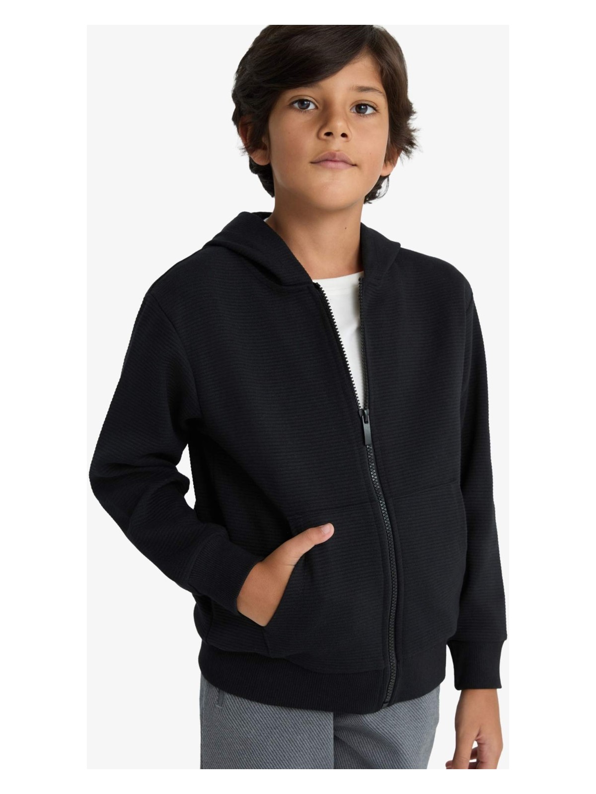 DeFacto Kapüşonlu Okul Fermuarlı Sweatshirt Erkek Çocuk T7468A625AU