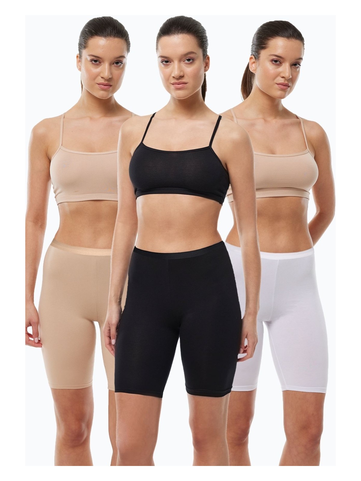 Malabadi Kadın 3 Adet Cappuccino Iç Göstermeyen Görünmez Dizüstü Iz Yapmayan Modal Yüksek Bel Tayt 3M113 - Görsel 7