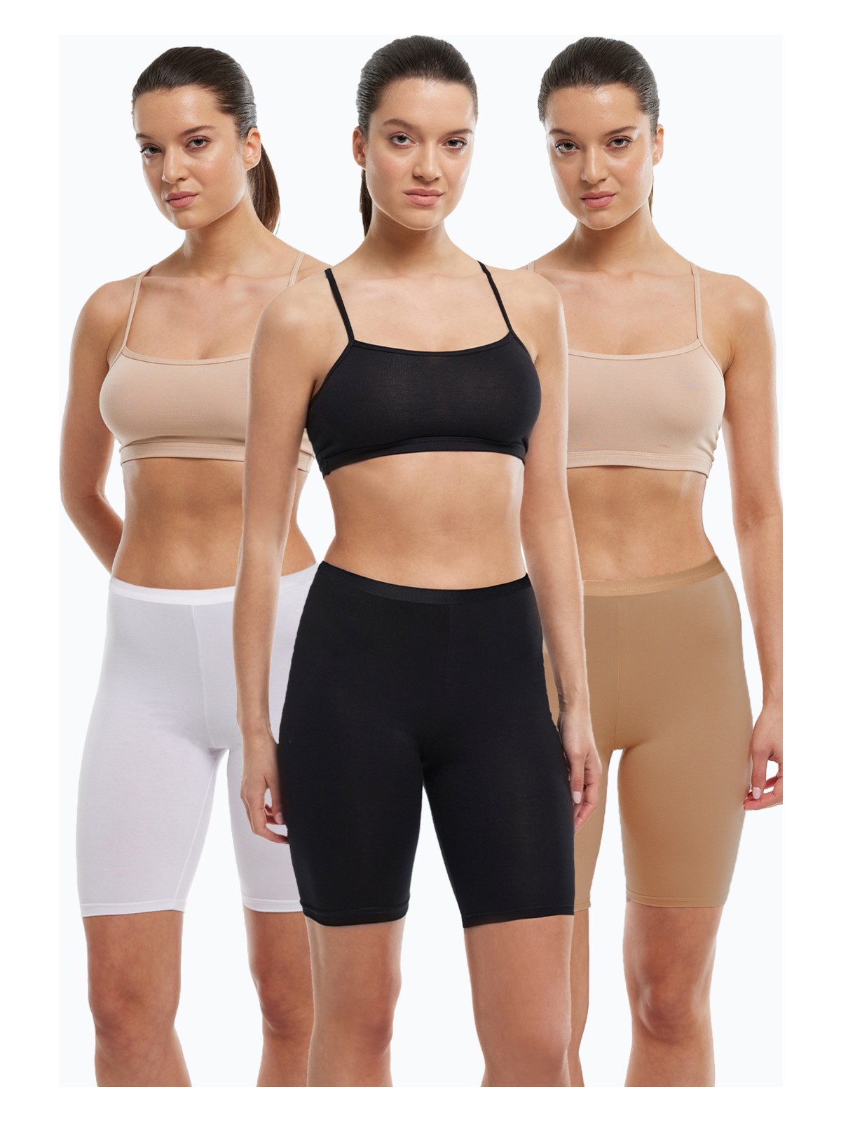 Malabadi Kadın 3 Adet Beyaz Dizüstü Iz Yapmayan Modal Yüksek Bel Tayt 3M113 113 - Görsel 8