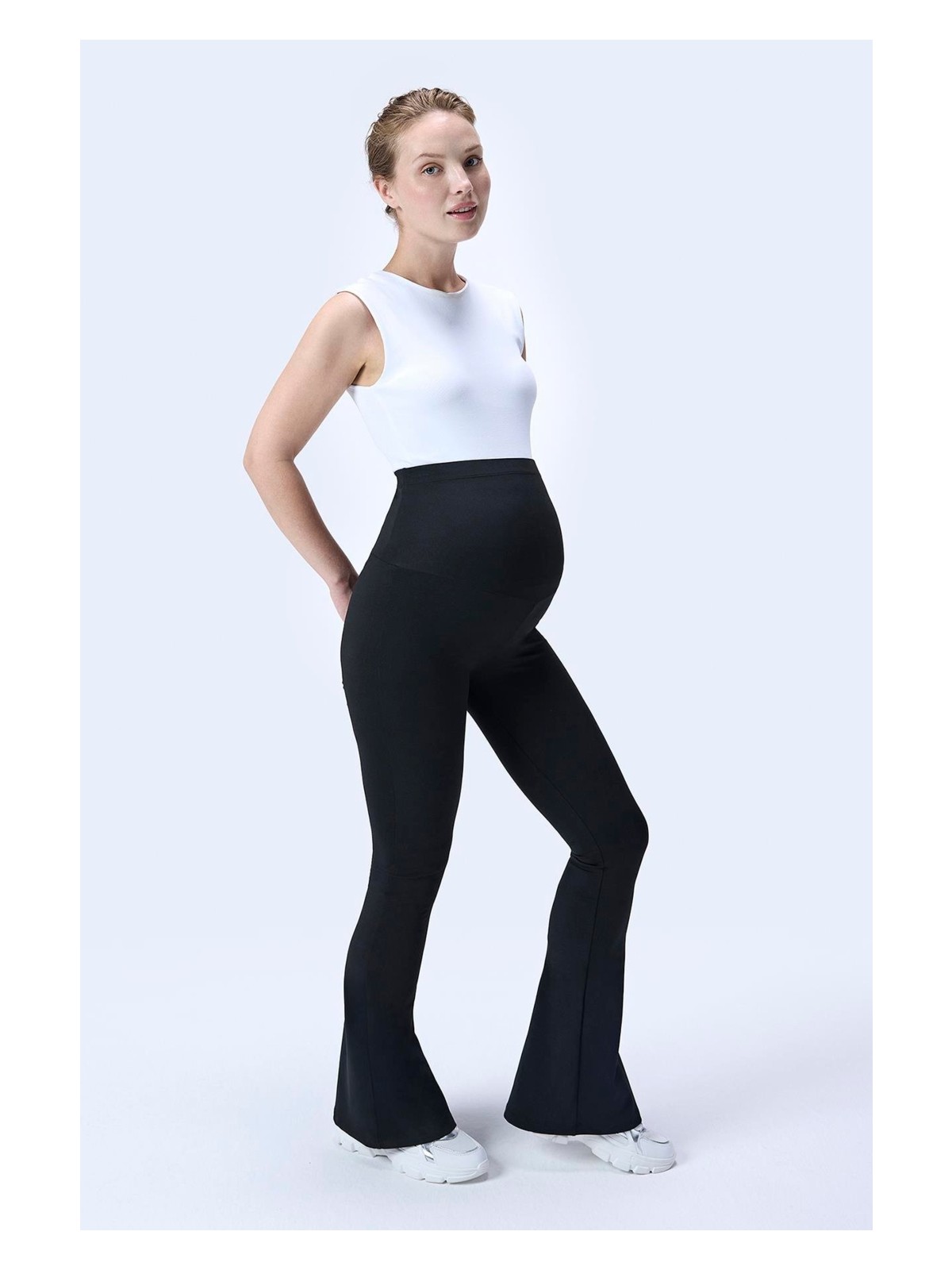 İmaj Imaj 436 Siyah Renk Toparlayıcı ve Extra Esnek Etkili Yüksek Bel Ispanyol Paça Hamile Tayt