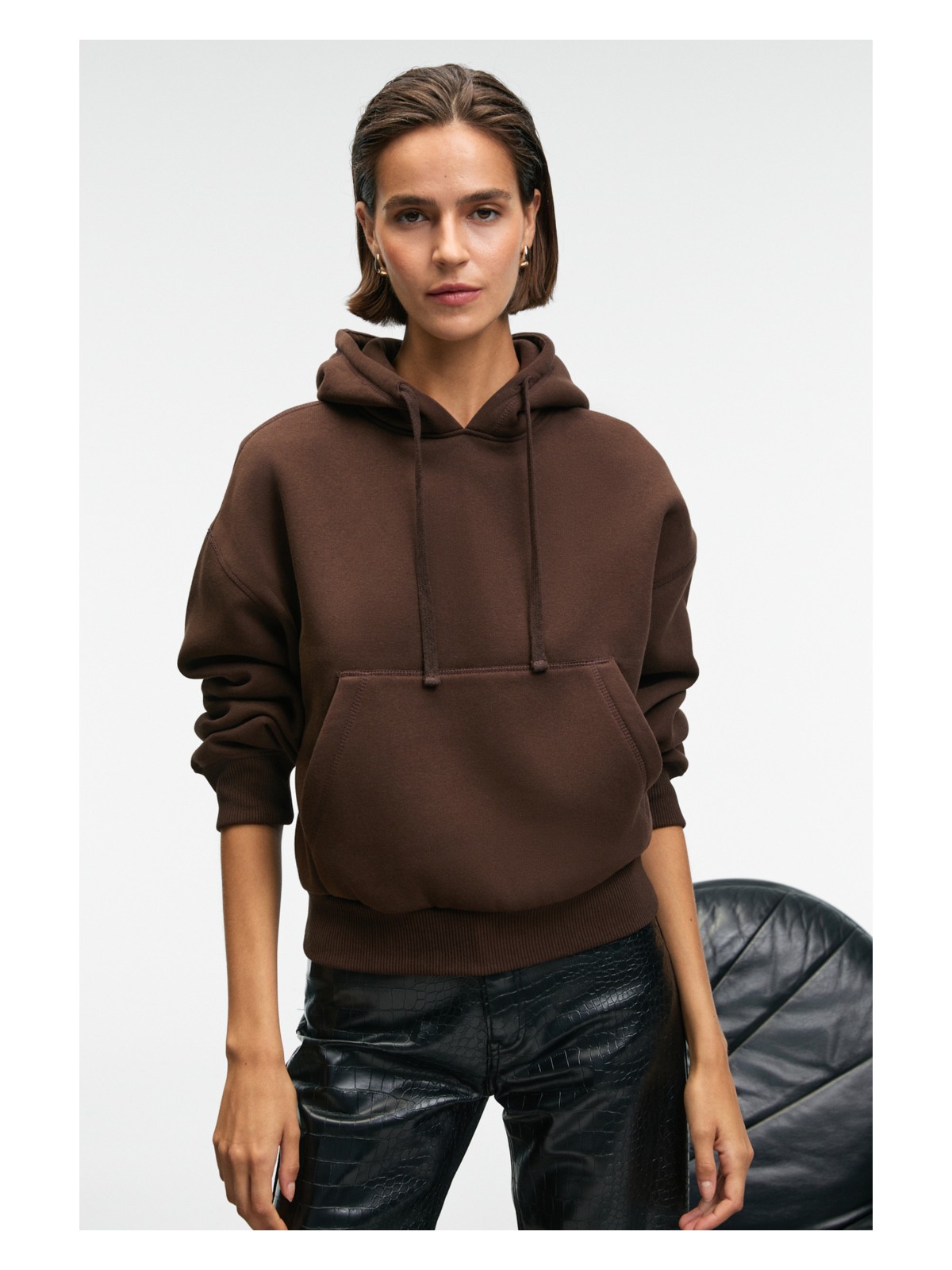 Grimelange SELENE Kadın Kapüşonlu Kangru Cepli Regular Fit Pembe Sweatshirt - Görsel 8