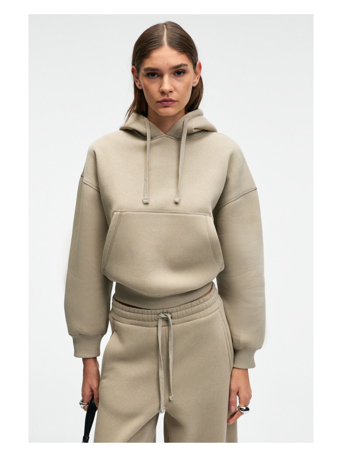 Grimelange SELENE Kadın Kapüşonlu Kangru Cepli Regular Fit Pembe Sweatshirt - Görsel 4