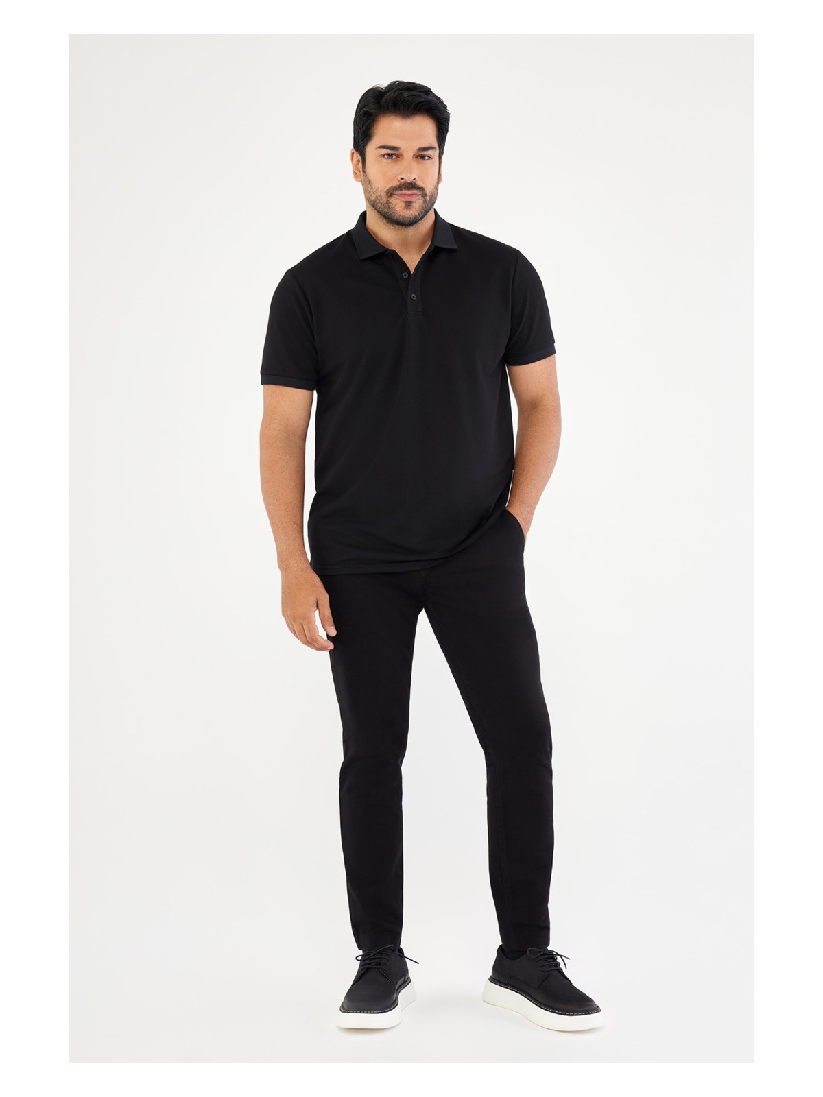 Altınyıldız Classics Erkek Siyah Kanvas Slim Fit Dar Kesim Yan Cep Chino Pantolon