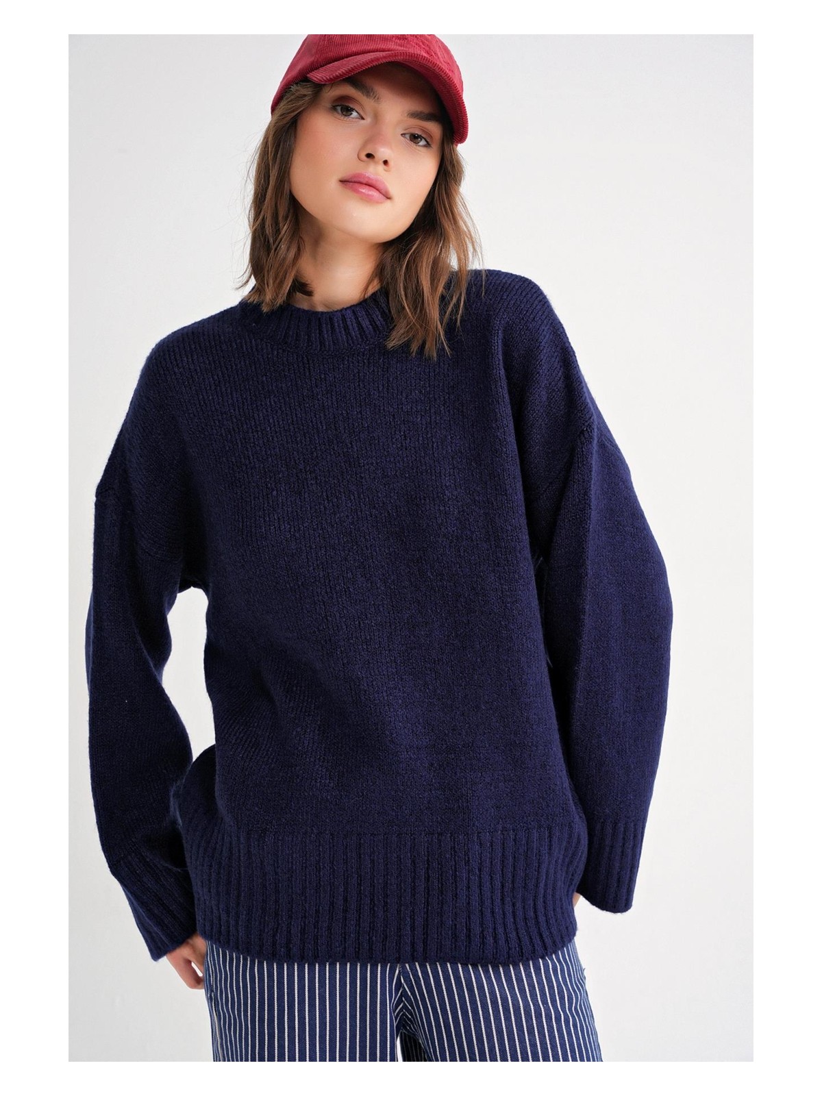 Mixray 6925 Kadın Geniş Kollu Yumuşak Dokulu Triko Kazak Siyah - Görsel 5