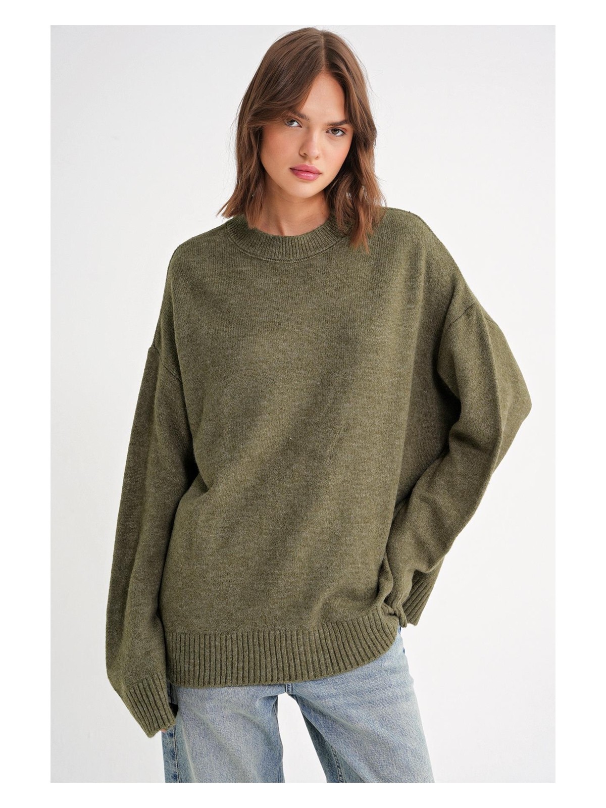 Mixray Kadın Oversize Salaş Yumuşak Dokulu Triko Kazak Bordo Bisiklet Yaka - Görsel 4