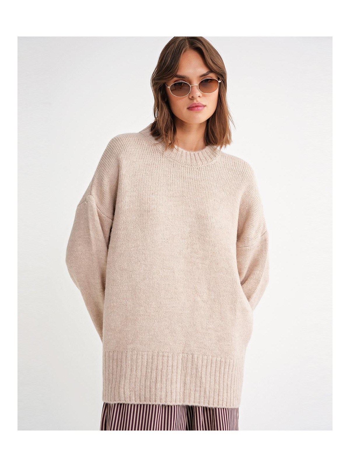 Mixray 6925 Kadın Geniş Kollu Yumuşak Dokulu Triko Kazak Siyah - Görsel 7