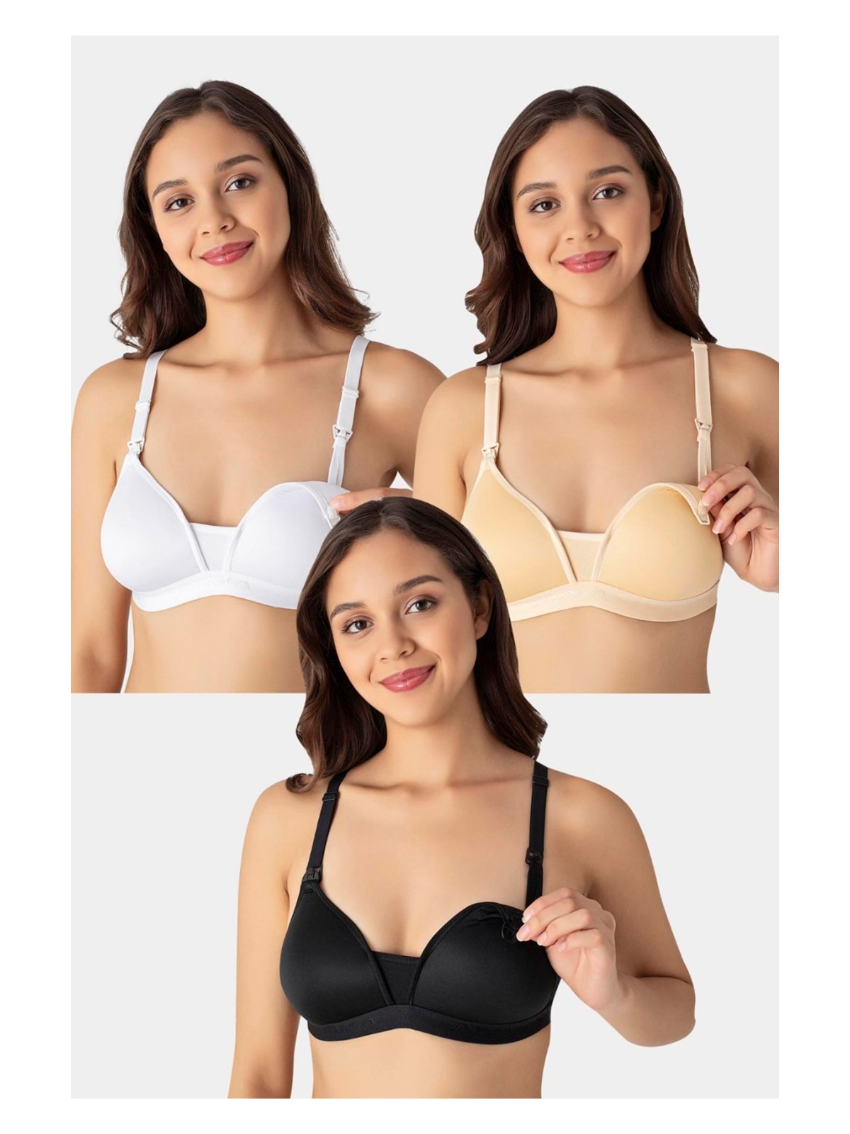 Arma Yıldız 3'lü Paket Siyah Kadın Balensiz Kaplı Emzirme Sütyeni Göğüs Ucu Görünmez Pamuklu Yumuşak Dokulu - Görsel 6