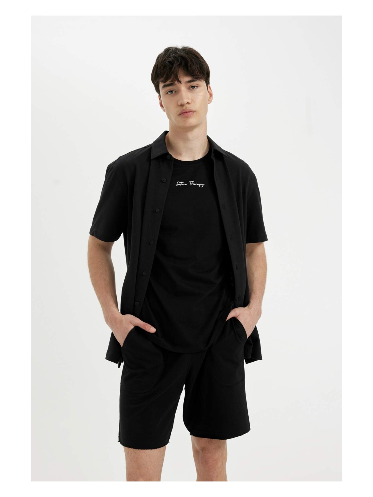 DeFacto %100 Pamuk Slim Fit Dar Kesim Dar Paça Cepli Basic Düz Şort B8673AX24SM - Görsel 8