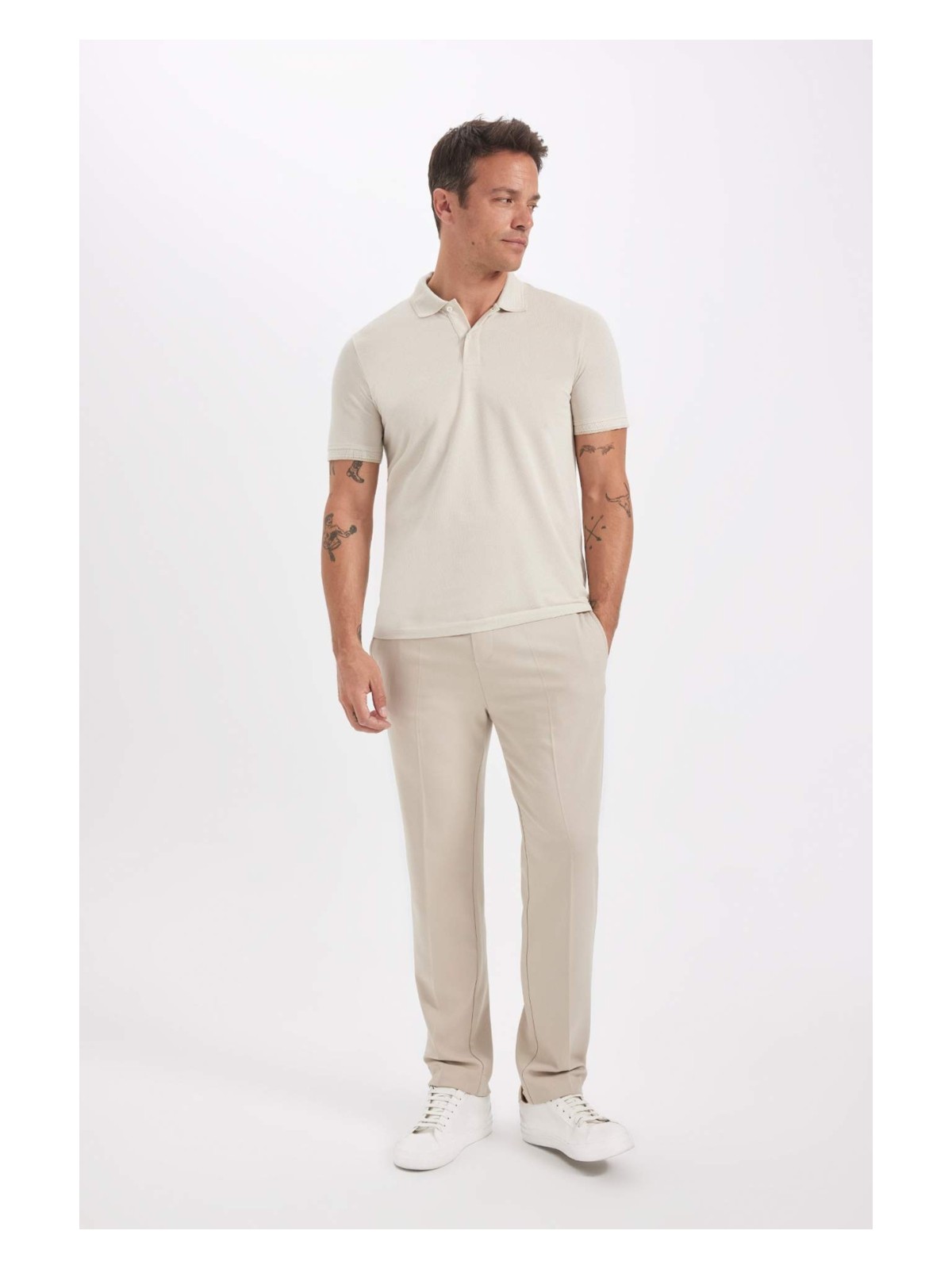 DeFacto Slim Fit Dar Kesim Polo Yaka Kısa Kollu Pamuklu Tişört D0033AXNS - Görsel 9