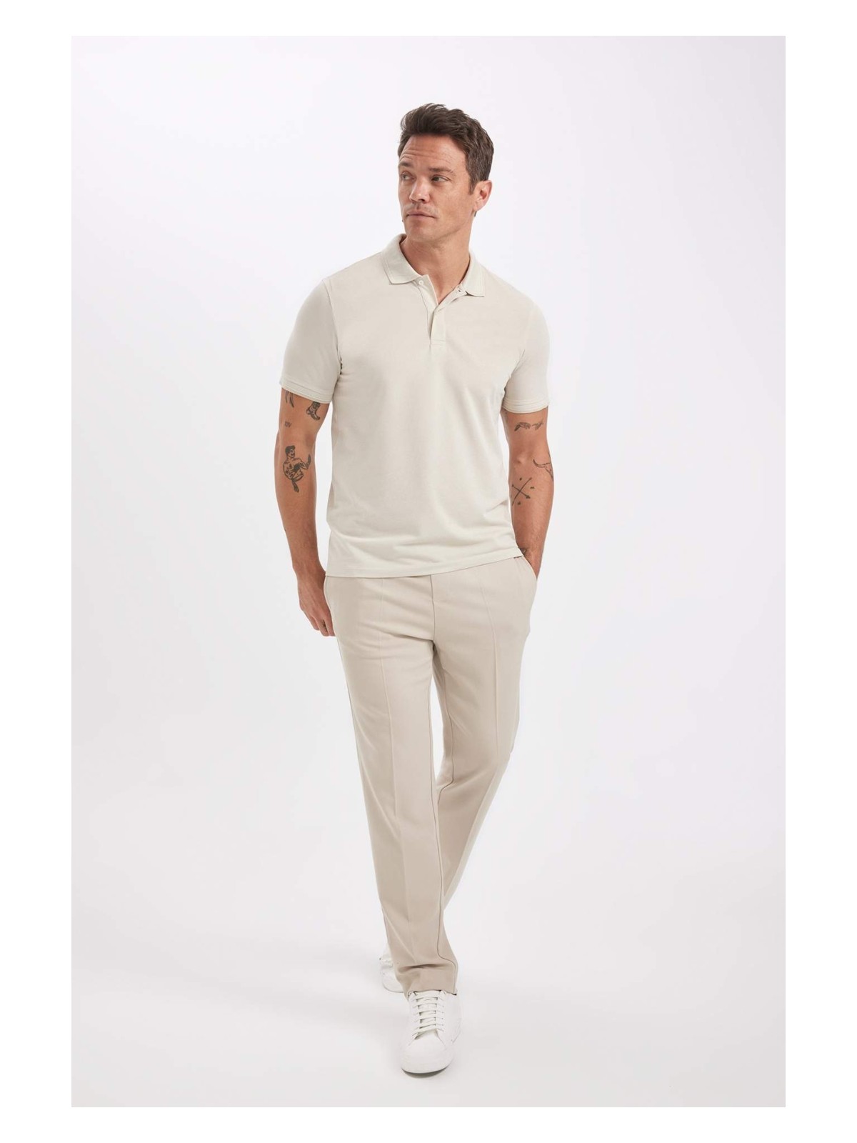 DeFacto Slim Fit Dar Kesim Polo Yaka Kısa Kollu Pamuklu Tişört D0033AXNS - Görsel 11
