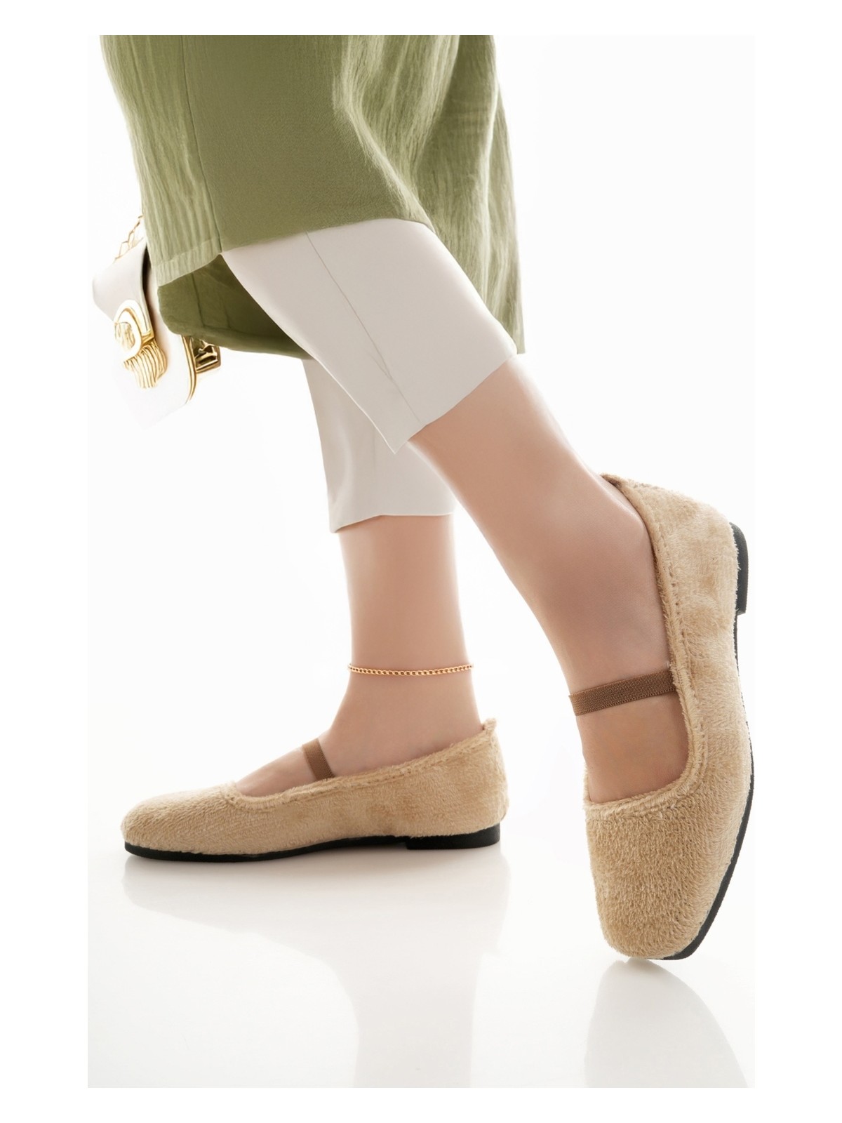 Moda Fırsat Kadın Babet Siyah Bantlı Kemerli Hafif Rahat Şık Iş Ofis Günlük Ayakkabı - Görsel 4