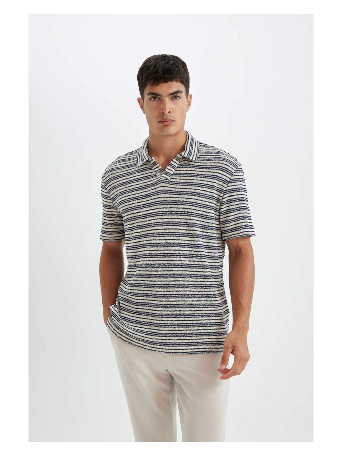 DeFacto Regular Fit Polo Yaka Triko Kısa Kollu Tişört D4818AX24SM - Görsel 7