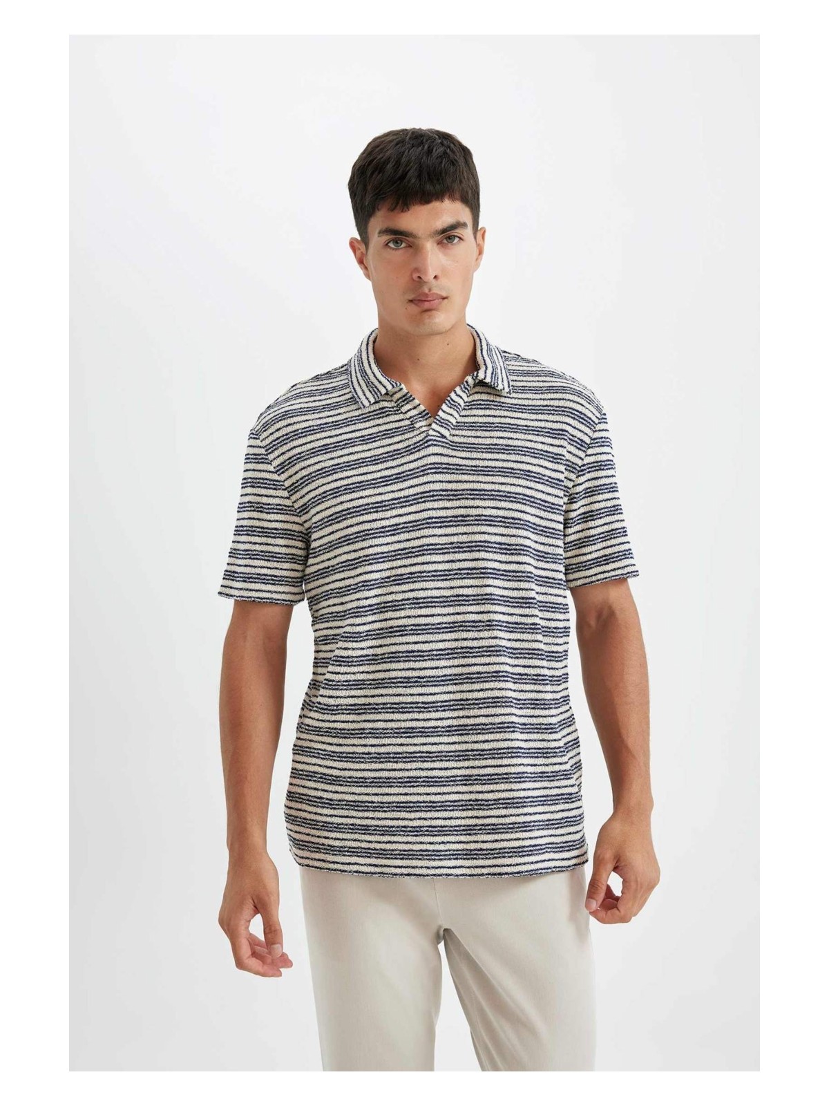 DeFacto Regular Fit Polo Yaka Triko Kısa Kollu Tişört D4818AX24SM - Görsel 10