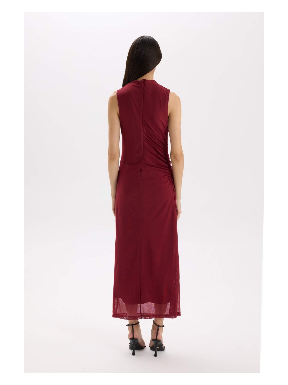 DeFacto Bodycon Vücudu Saran Yarım Balıkçı Yaka Basic Tül Maxi Abiye Elbise C3519AX24AU - Görsel 10